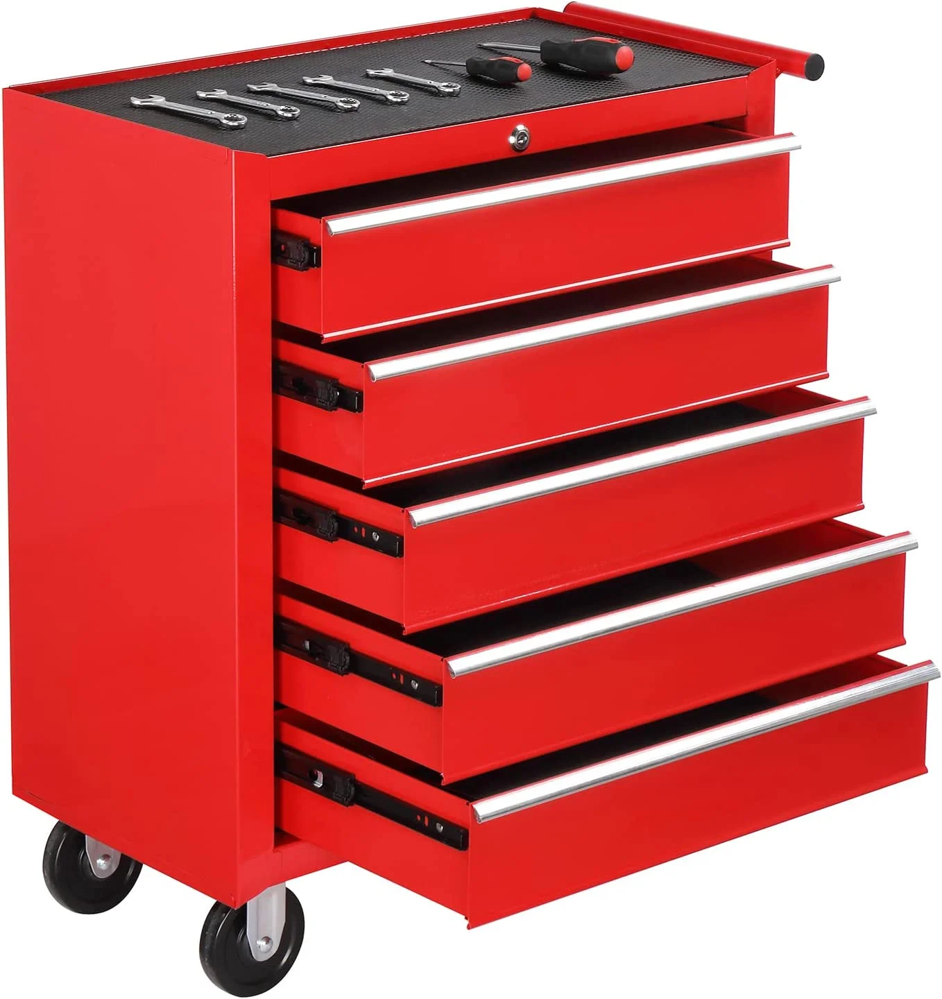 TUFFIOM 5-Drawer Rolling Tool Chest with Lock & Key, Tool Storage Organizer Box Cabinet with Wheels - Image 5