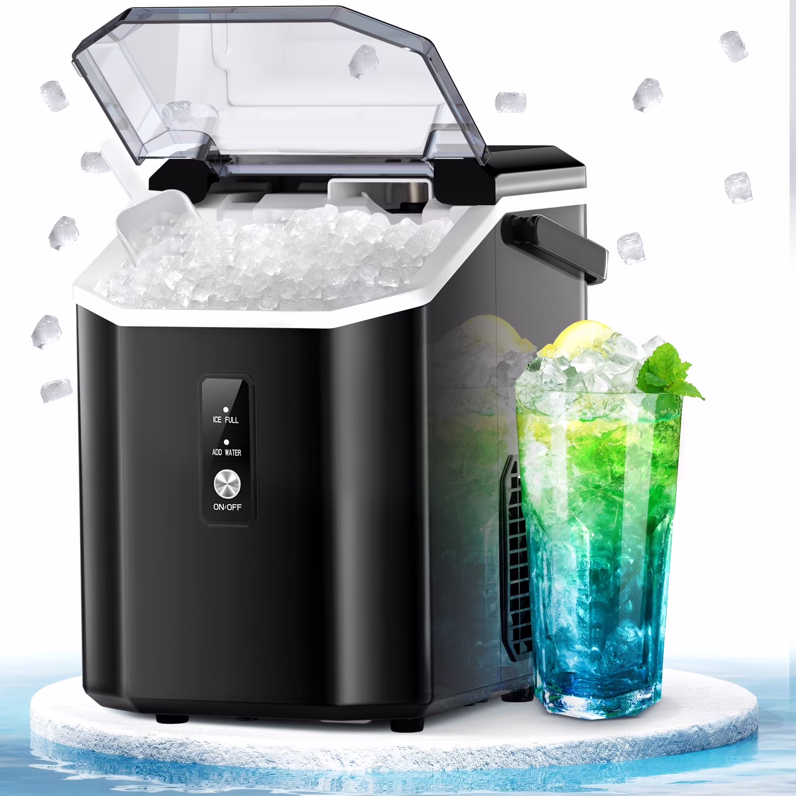LHRIVER Countertop Nugget Ice Maker, 35Lbs/24H, Soft Chewable Ice, Ice Scoop, Self-Cleaning, White - Image 5