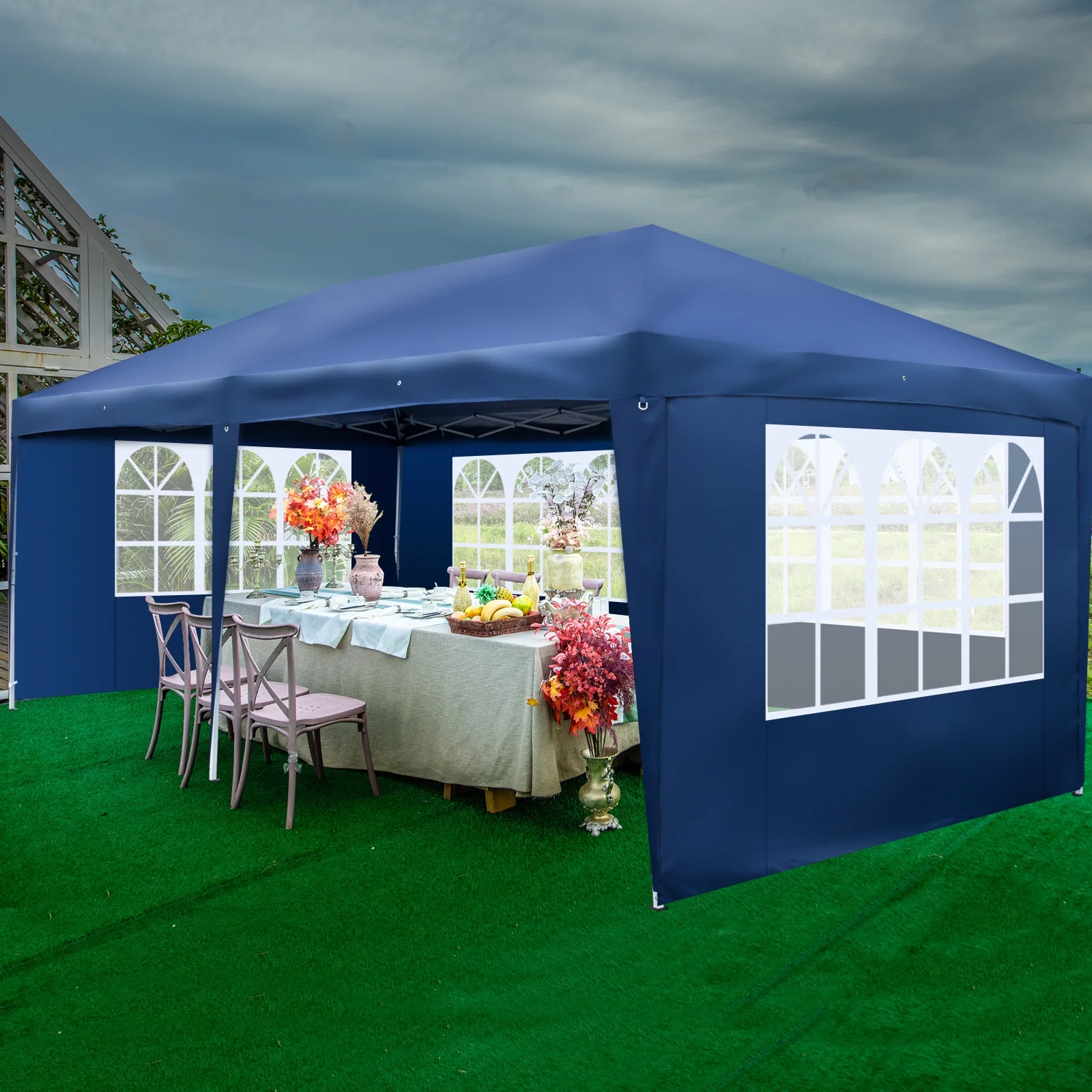 UBesGoo Ez Pop Up Patio Canopy Tent Gazebo Outdoor Party with 6 Sidewalls 10 x 20 ft Blue - Image 16