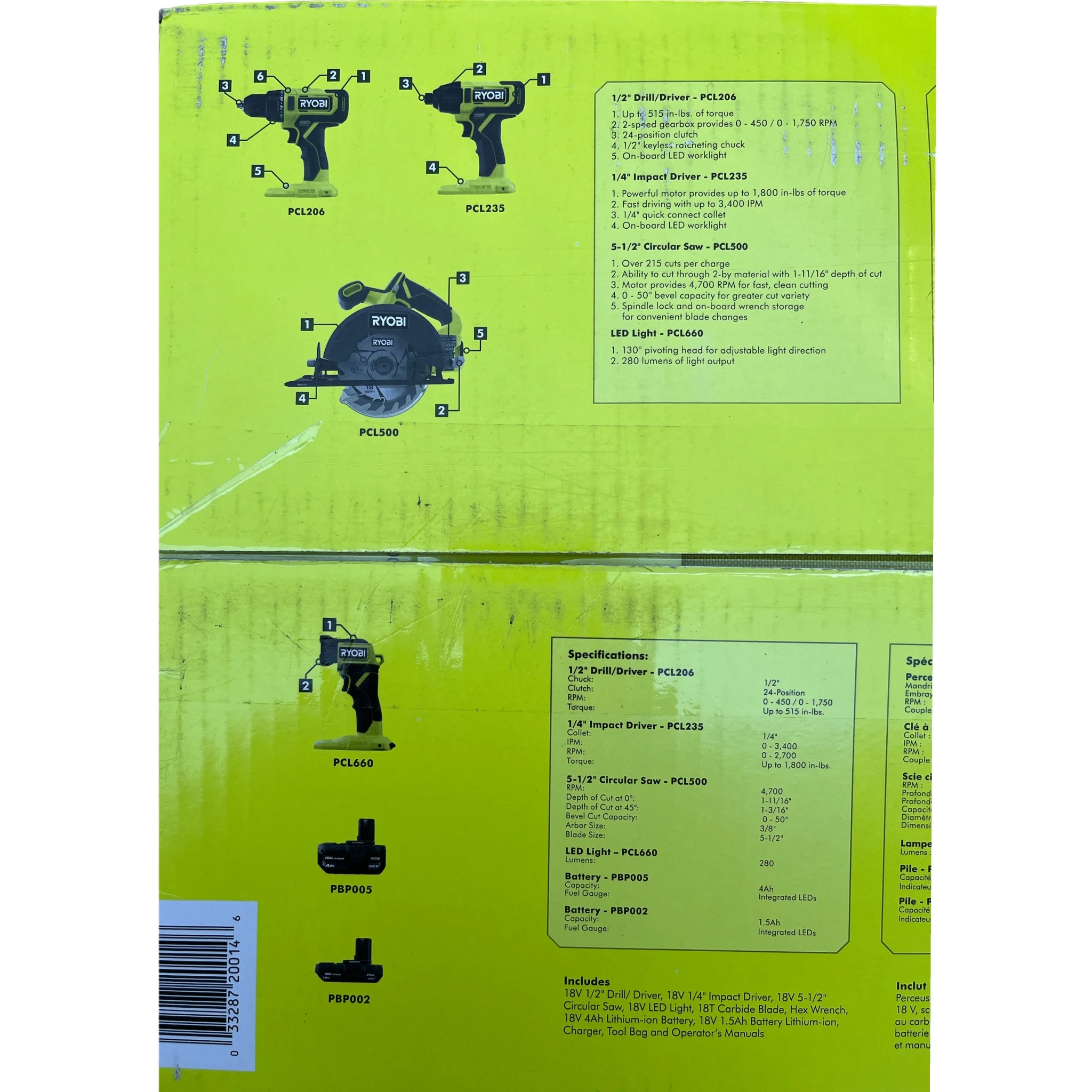 Ryobi ONE+ 18V Cordless 4-Tool Combo Kit with 1.5 Ah Battery, 4.0 Ah Battery, Charger and Storage Bag - Image 4