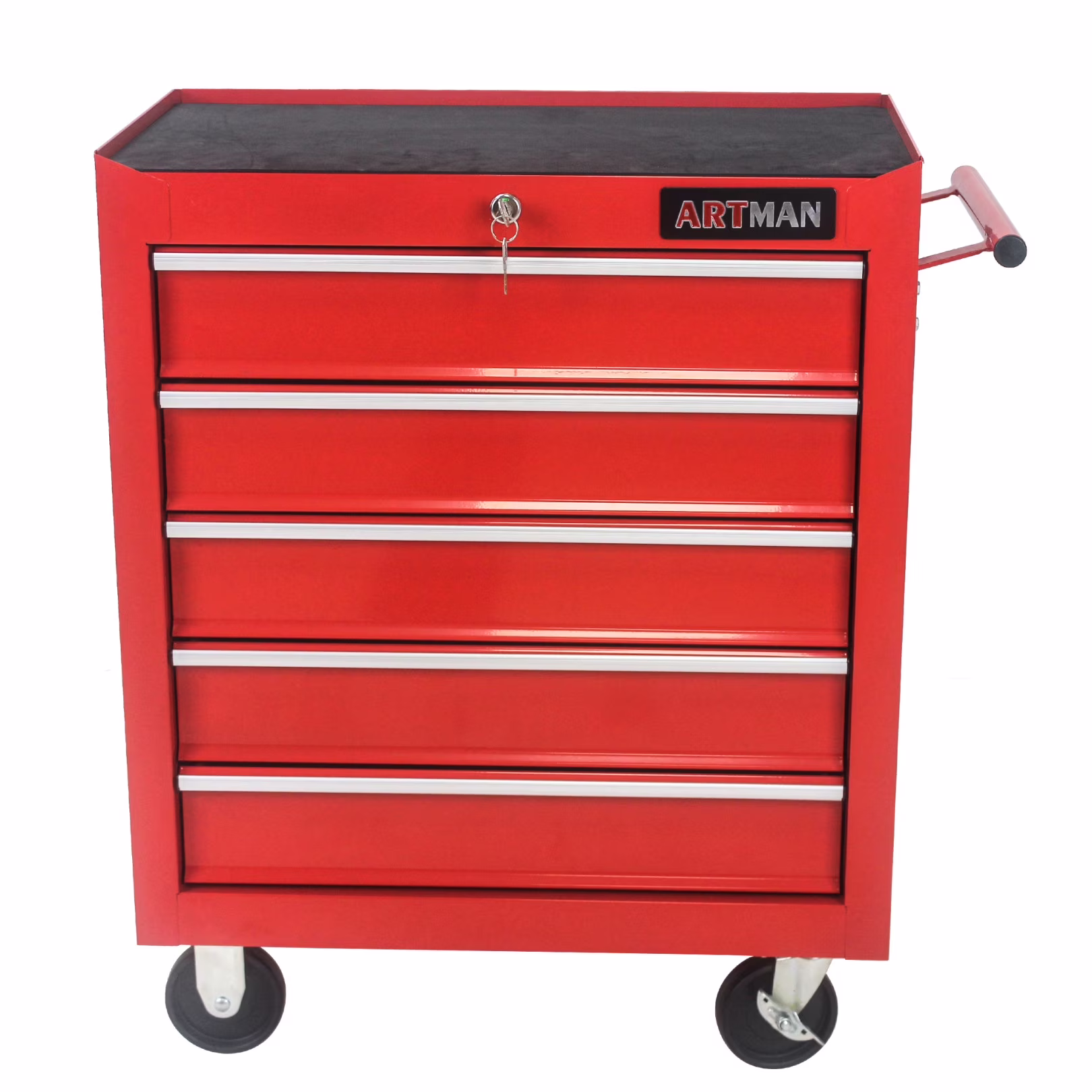 5-Drawer Rolling Tool Chest, Metal Tool Storage Organizer Cart with Locking System and Wheels, Multifunctional Mechanic Tool Cart for Garage, Warehouse, Workshop, Repair Shop, Red