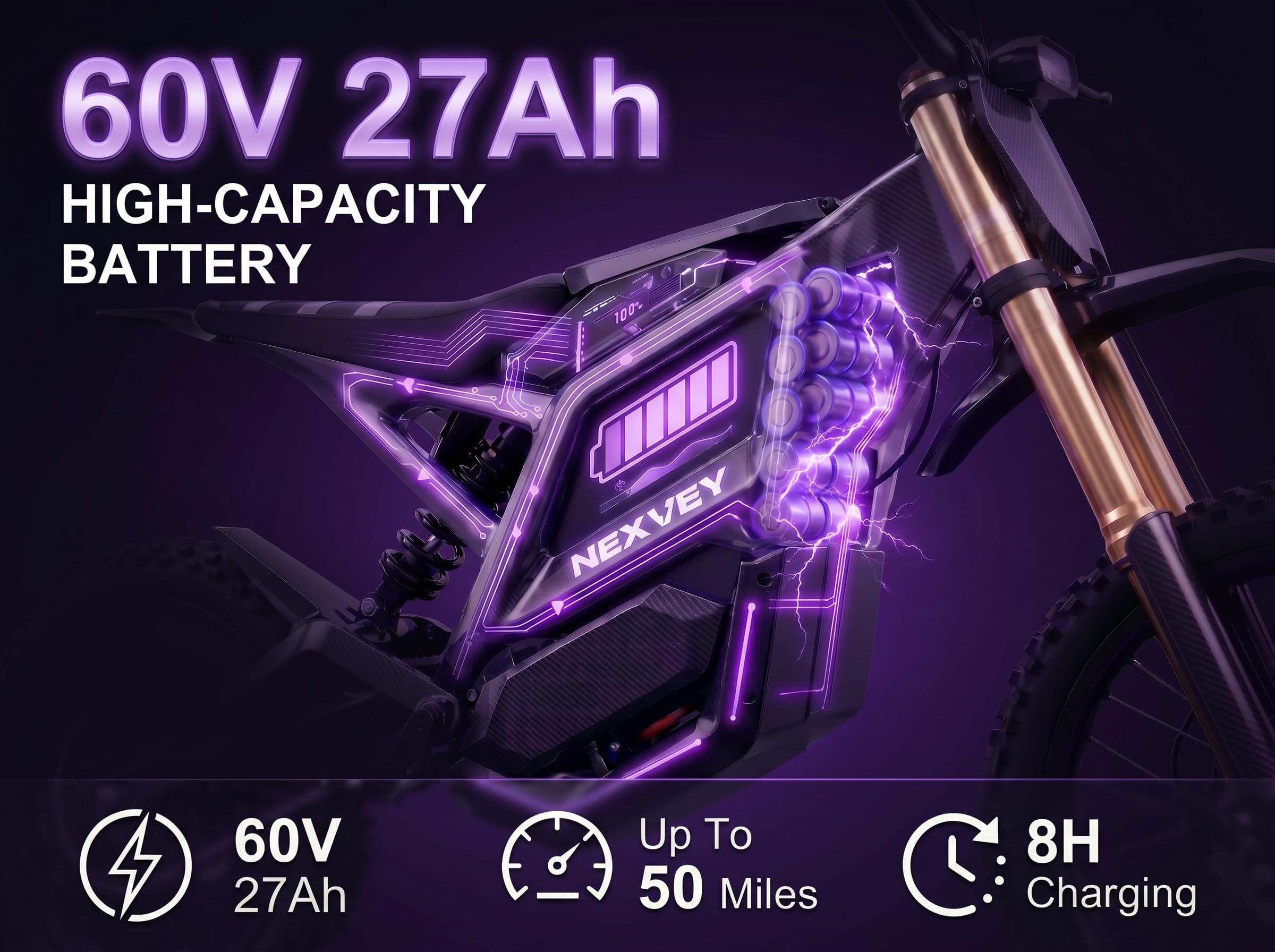 FLASH PRO Electric Dirt Bike for Adults, 5000W Peak Mid-Drive Motor Electric Motorcycle with Wheelie Assist, 55 MPH 50 Miles 60V 27Ah, 17/14" Tires All-Terrain Off-Road E-Bike - Image 4