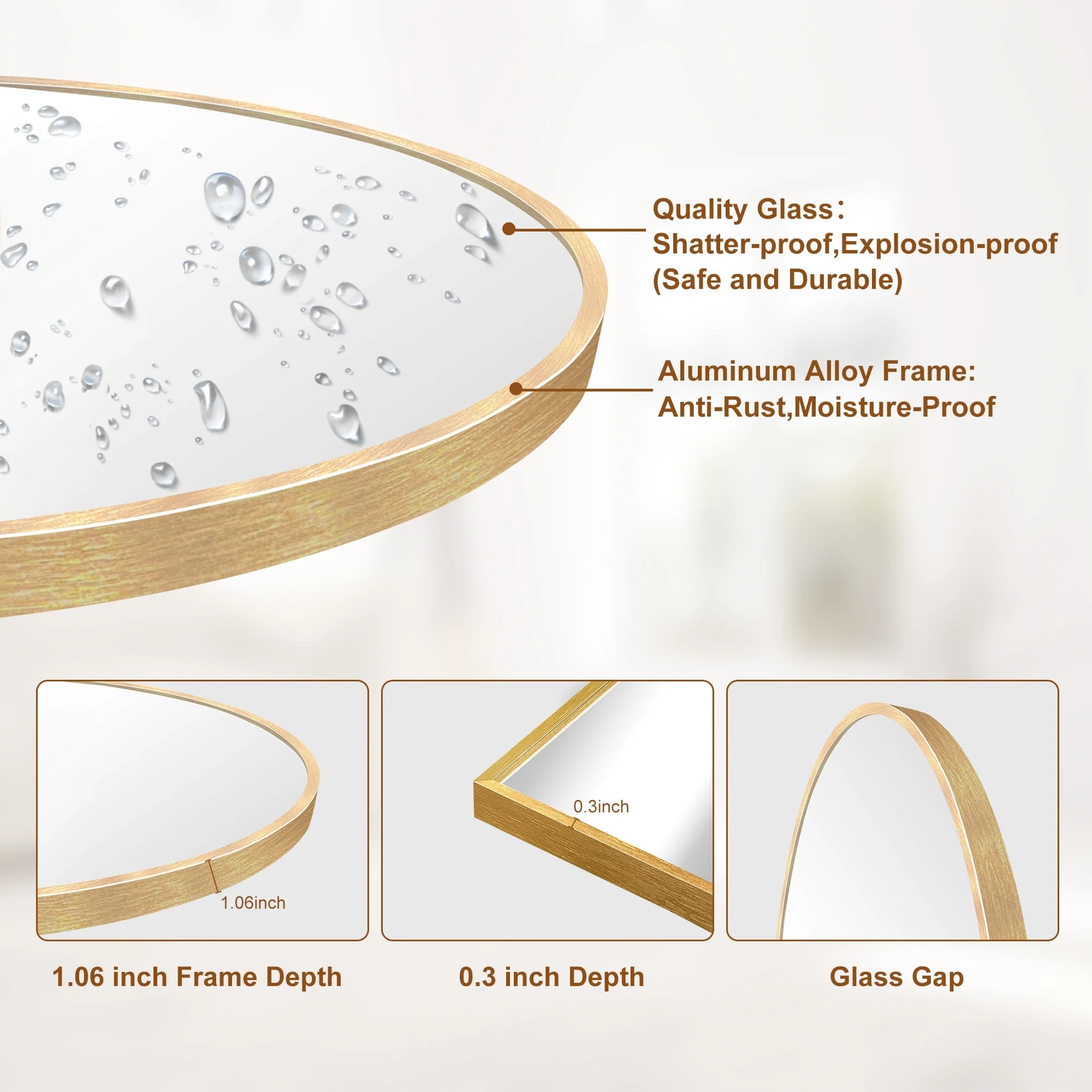 Modern Arched Full Length Floor Mirror, Aluminum Alloy Frame Standing Full Body Mirror - Image 37