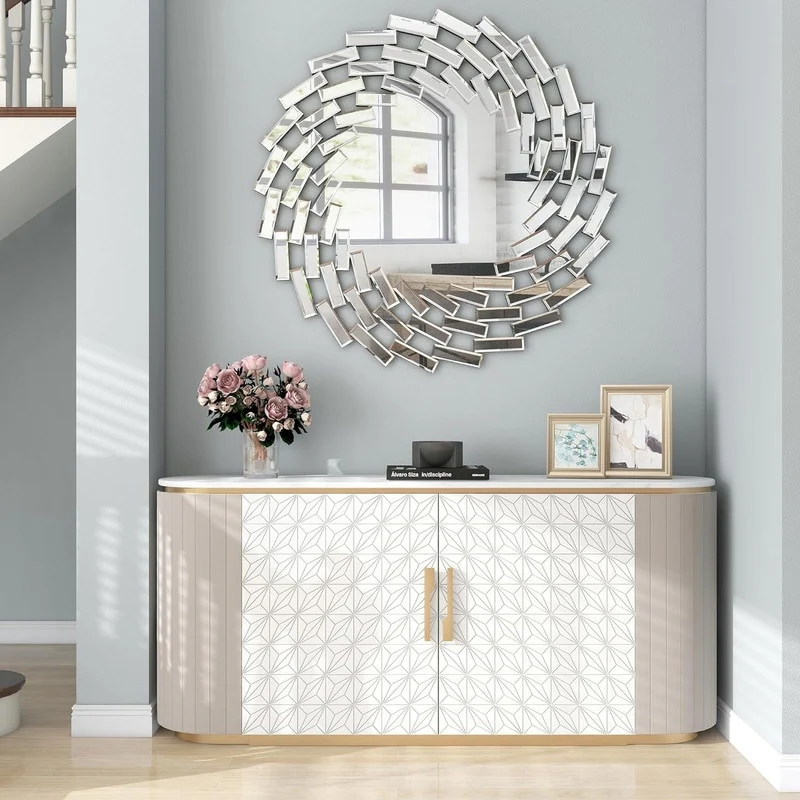 Round Sunburst Wall Mirror, Decorative Accent Mirror for Living Room, Bedroom and Entryway Home Decor - Image 11