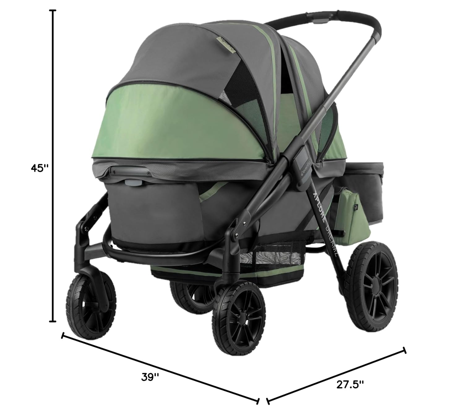 2-in-1 All-Terrain Baby Stroller Wagon with Canopy and Storage - Gray - Image 15