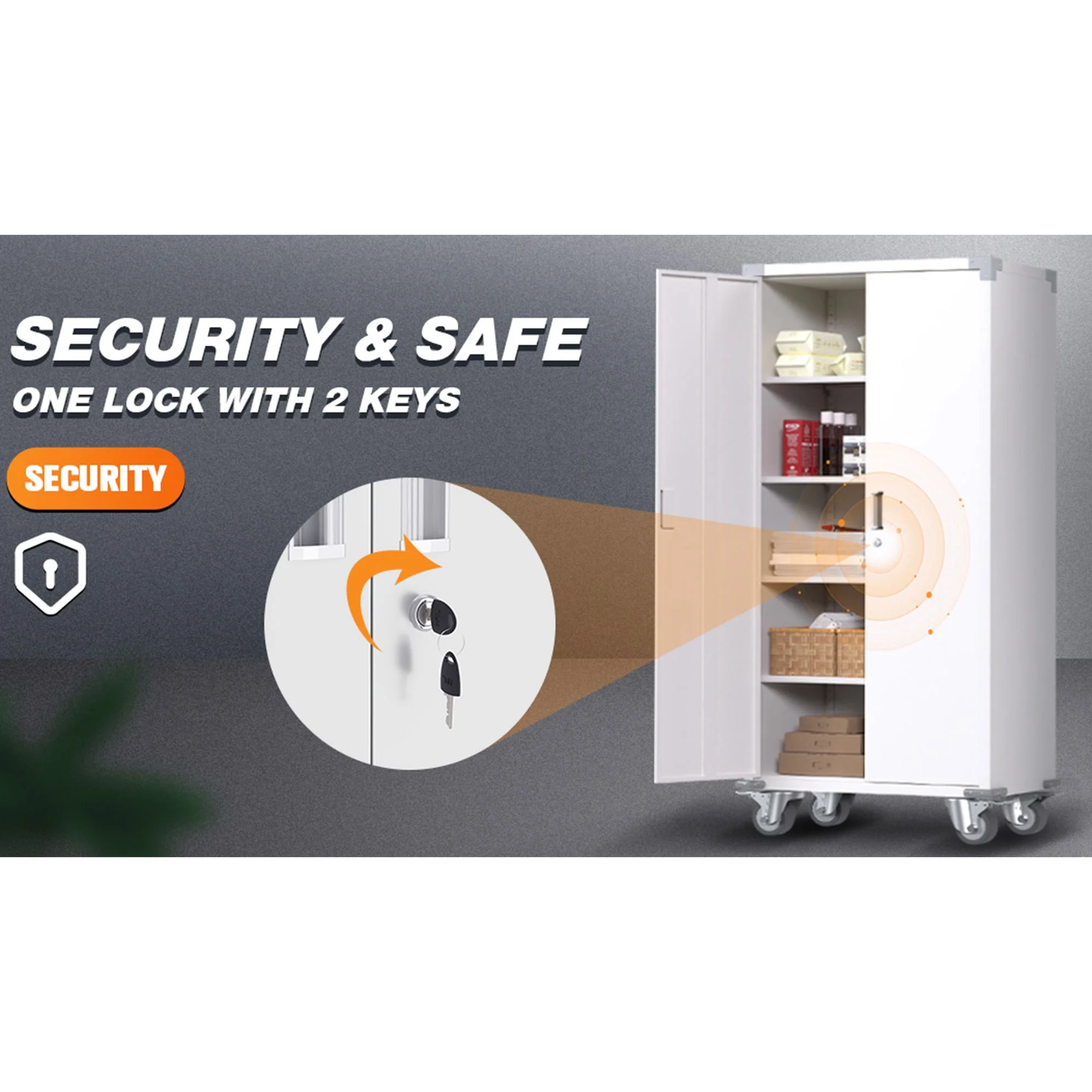 Aobabo 72 Inch Locking Storage Cabinet w/ Adjustable Shelves, Gray - Image 47