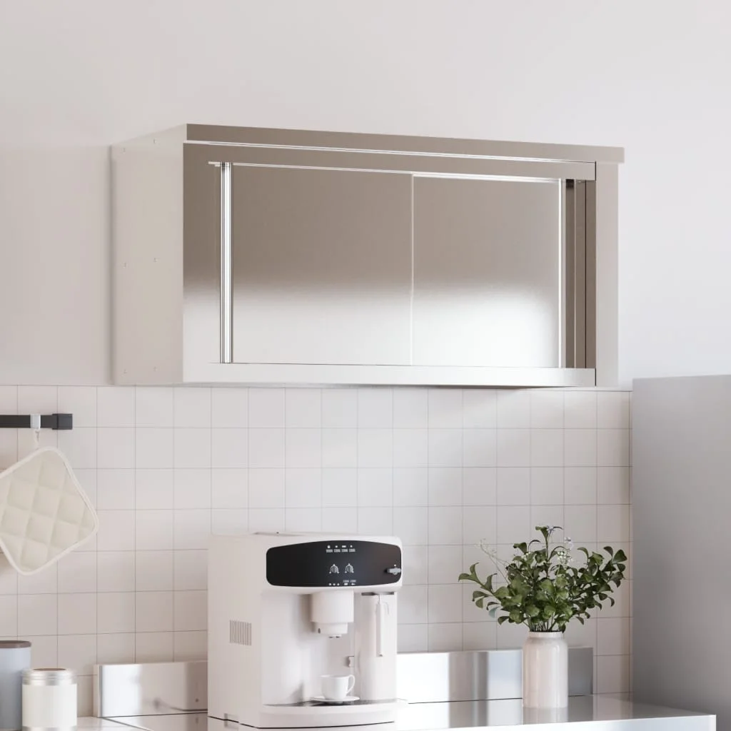 vidaXL Kitchen Wall Cabinet with Shelf Storage Restaurant Stainless Steel - Image 29