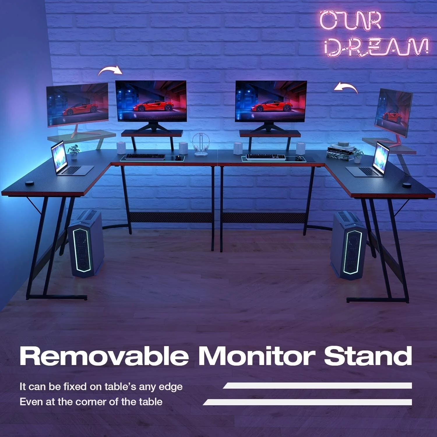 L Shaped Gaming Desk, Corner Computer PC Workstation for Gaming, Home Office and Study - Image 10