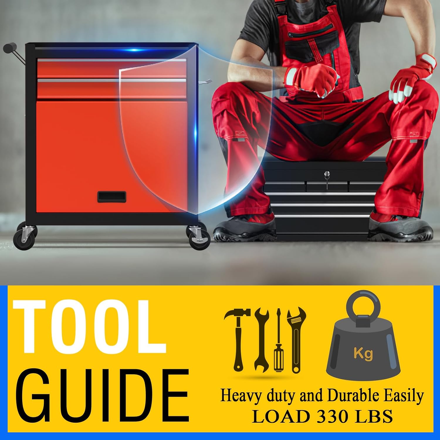 8-Drawer High Capacity Rolling Tool Chest, Removable Cabinet Storage Tool Box with Wheels and Drawers, Detachable Toolbox with Lock for Workshop Mechanics Garage - Image 3