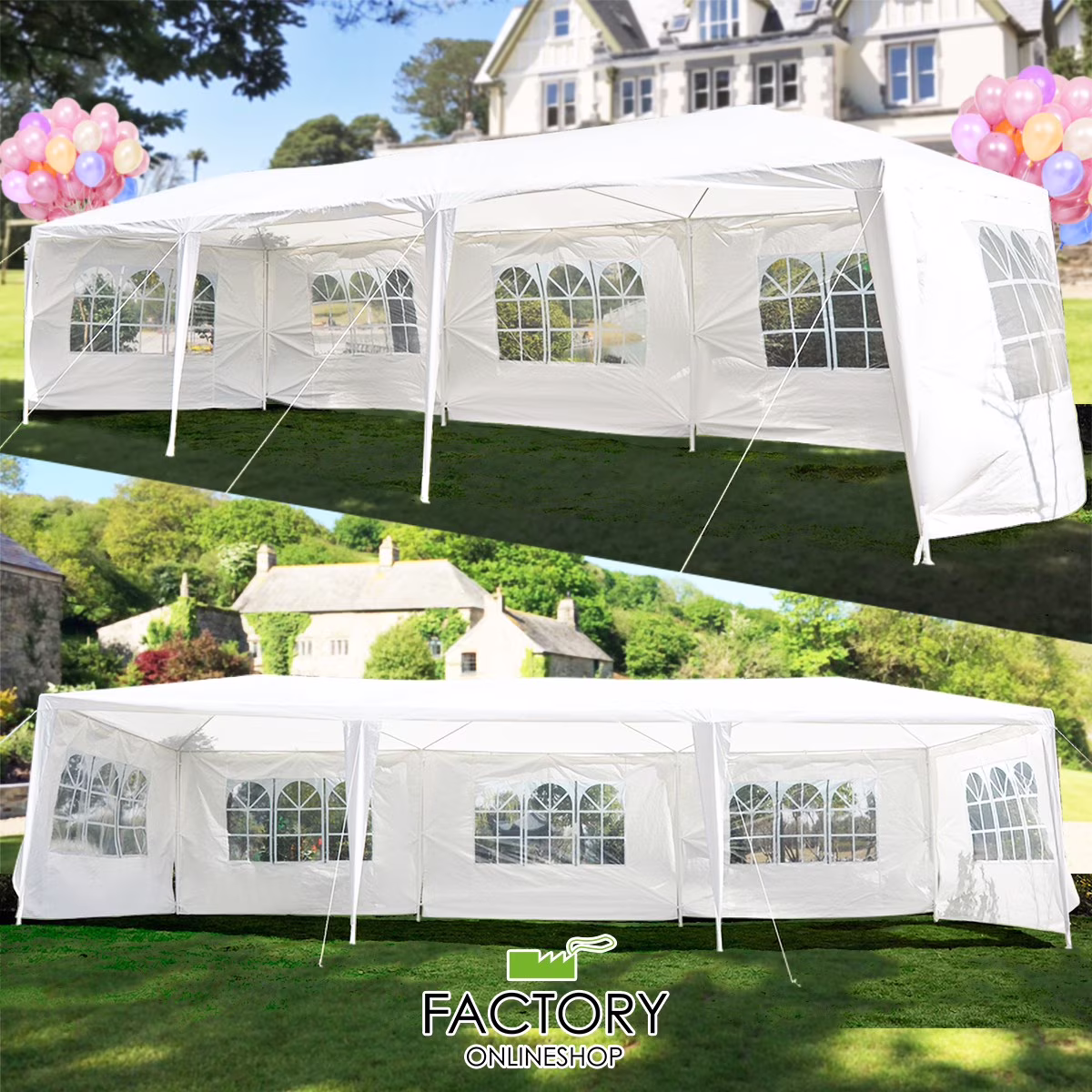 10'x30' Outdoor Canopy Gazebo Patio Wedding Tent Party Pavilion 5-Windows