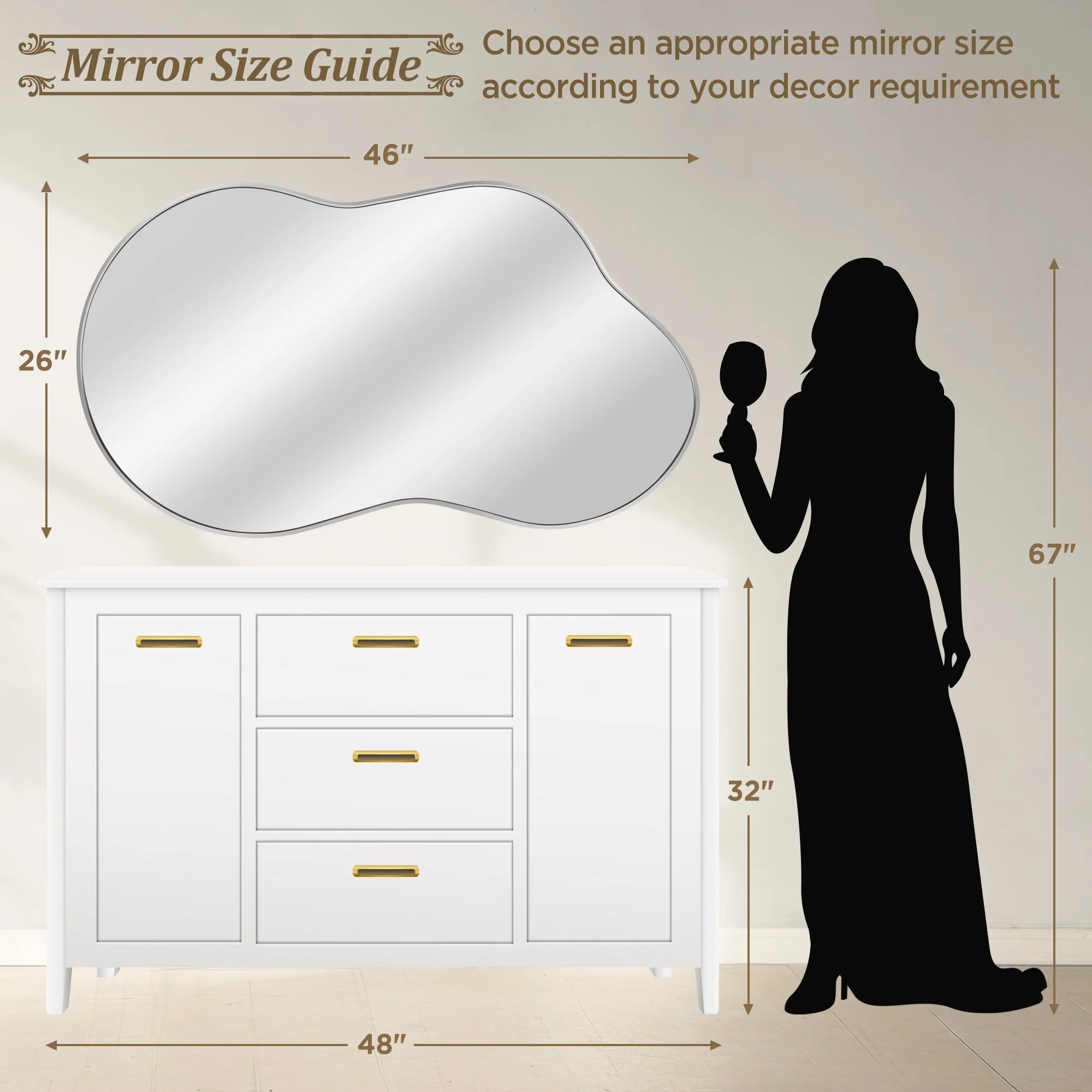 Asymmetrical Irregular Wall Mirror, Modern Decorative Accent Mirror for Living Room, Bedroom and Entryway - Image 9