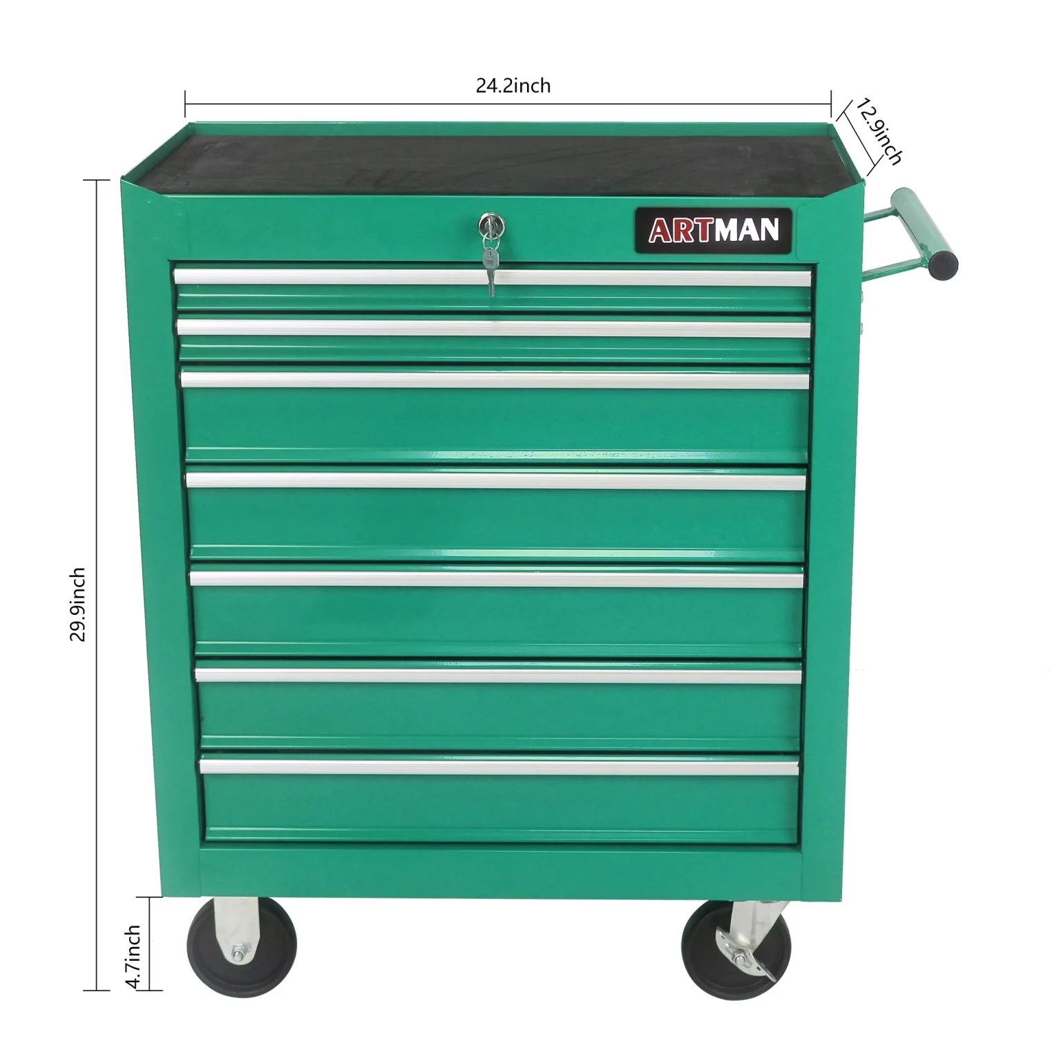 7-Drawer Metal Rolling Tool Chest with Wheels, Tool Storage Cabinet with Locking System, Toolbox with Wheels for Garage, Warehouse, Workshop, Repair Shop, Red - Image 13