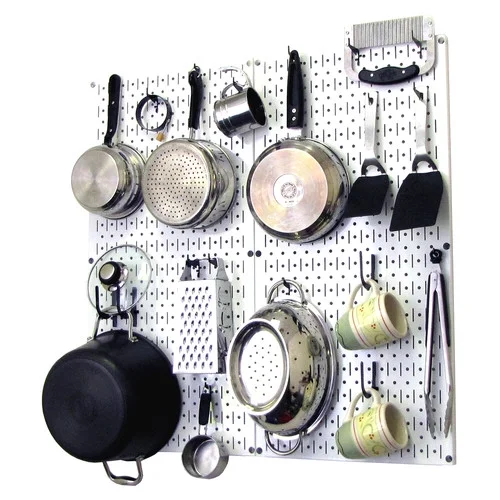 Wall Control Kitchen Pegboard Organizer Pots and Pans Pegboard Pack Storage and Organization Kit with Orange Pegboard and Blue Accessories - Image 7
