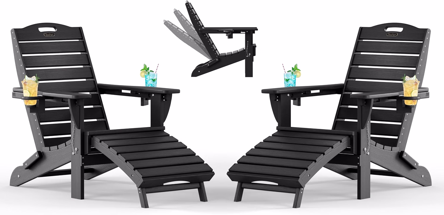 Adjustable Adirondack Chair, Outdoor Fire Pit Chair, Navy Blue - Image 11