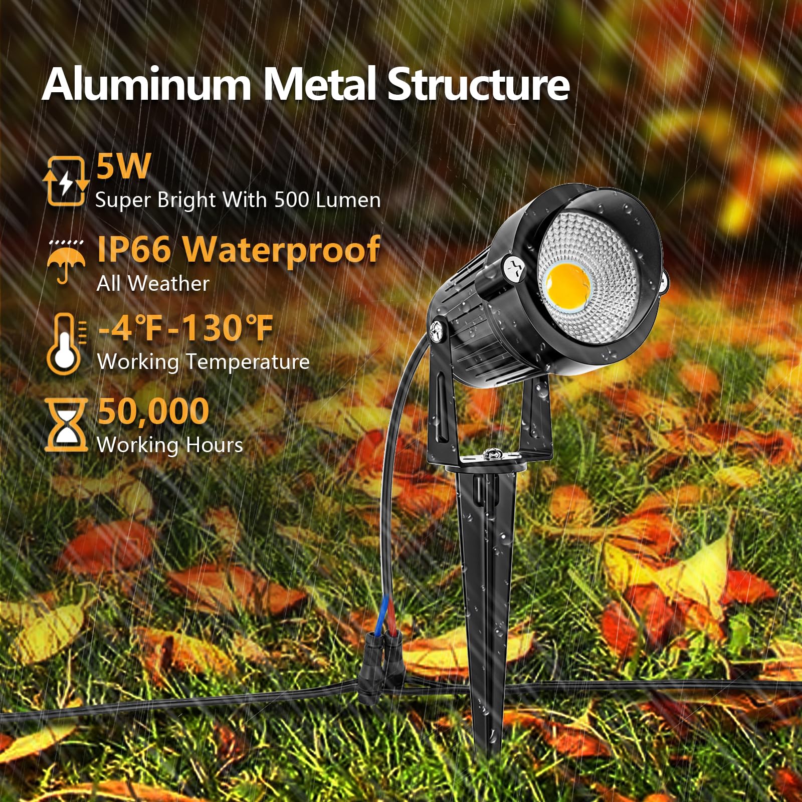 8 Pack 5W LED Landscape Lighting Kit, 3000K Warm White Low Voltage Outdoor Garden Pathway Lights - Image 3