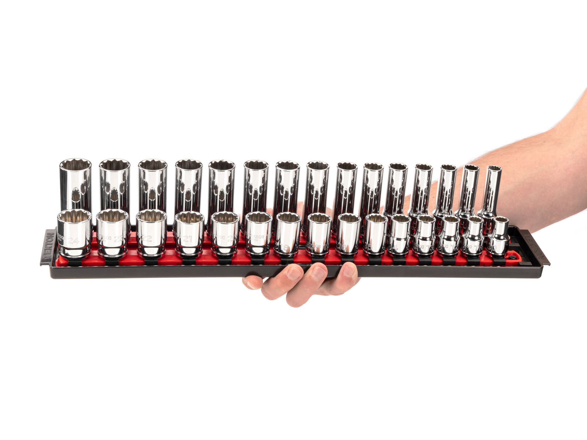 TEKTON 1/2 Inch Drive 12-Point Socket Set with Rails, 52-Piece (3/8-1 in., 10-24 mm) | SHD92214 - Image 7