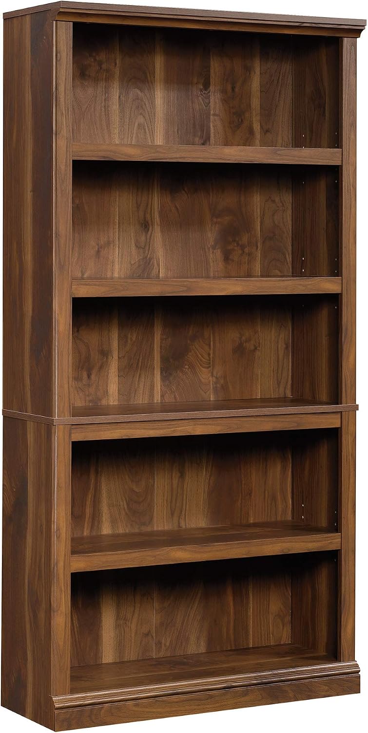 5-Shelf Split Bookcase / Bookshelf, Oiled Oak Finish - Image 6