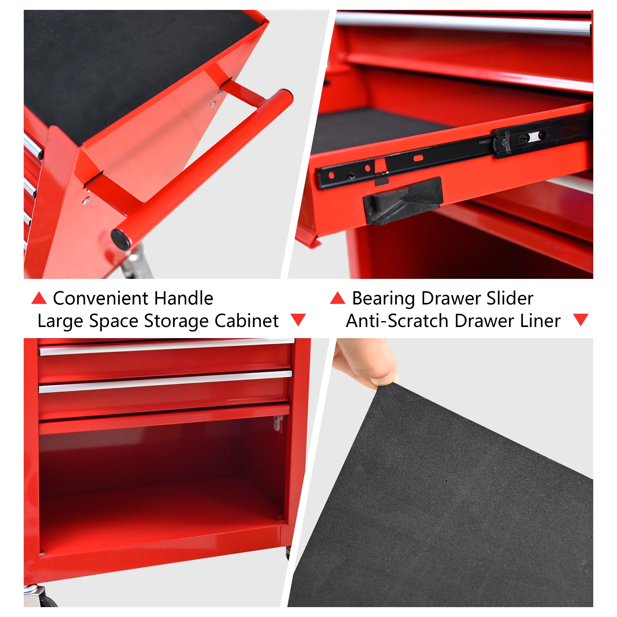 4 Drawers Multifunctional Tool Cart with Wheel Steel Tool Chest Storage Cabinet - Image 14