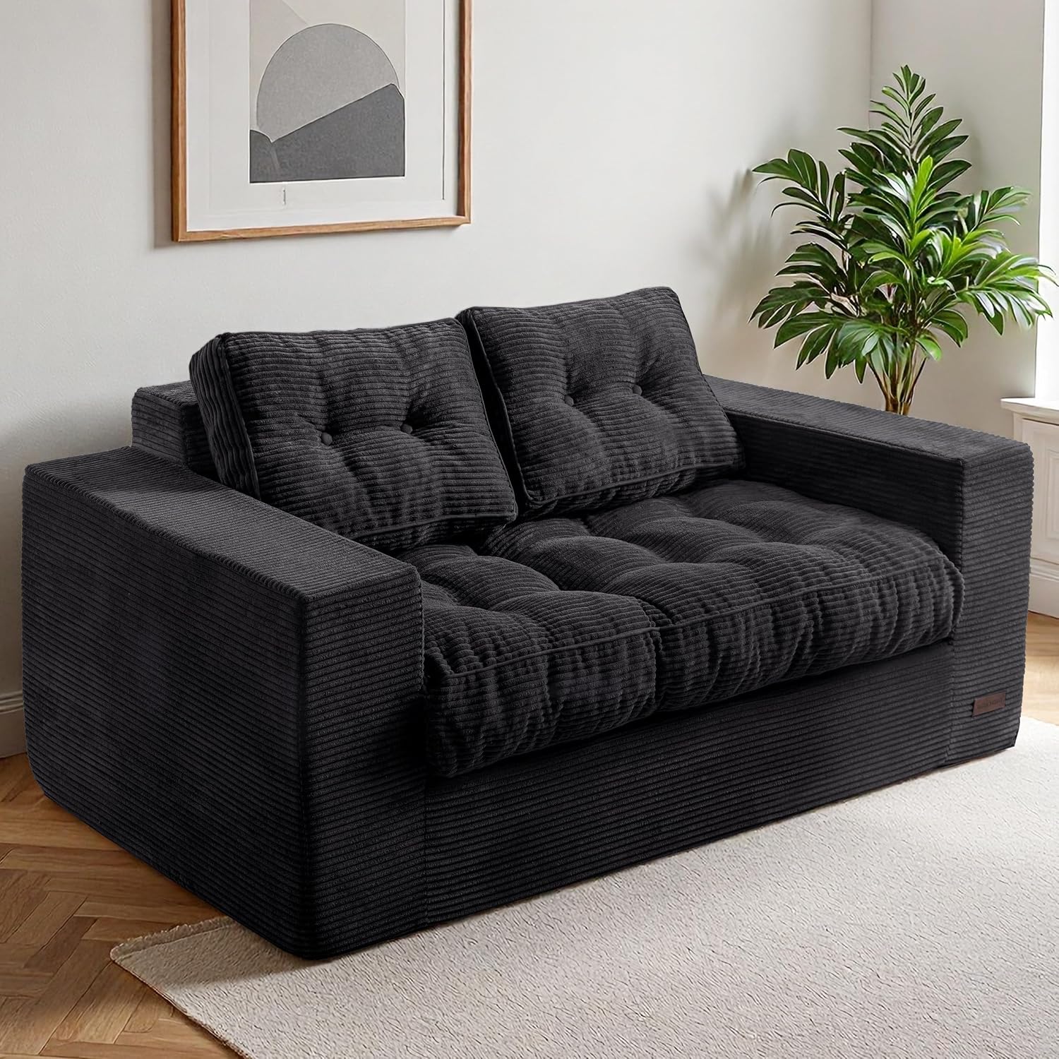 Loveseat Sofa Couch, Upholstered Bean Bag Chair Cloud Seat - Image 12