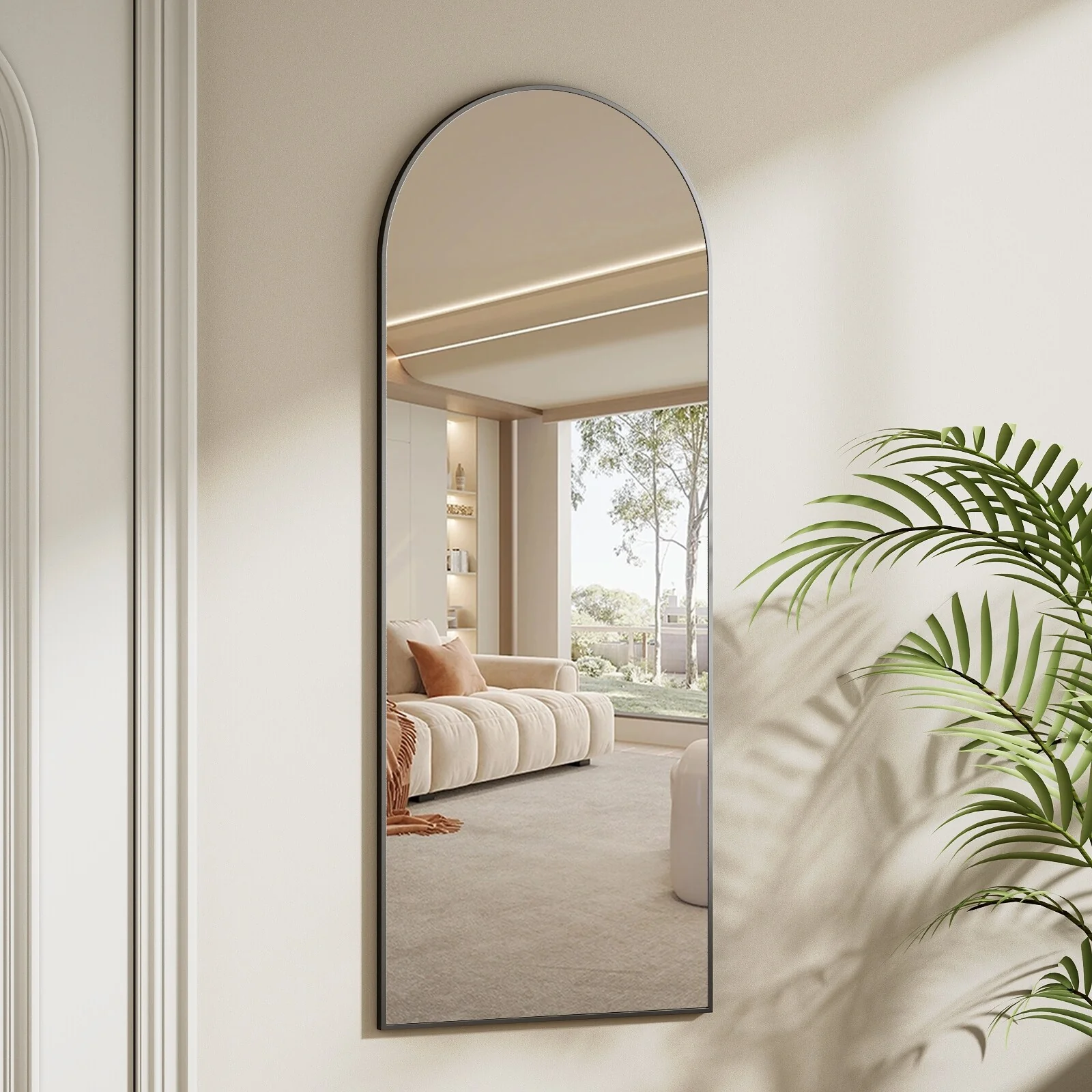 48 x 16 Inch Full Length Wall Mirror with Leather Strap, Hanging Full Body Mirror for Bedroom, Entryway and Home Decor - Image 14