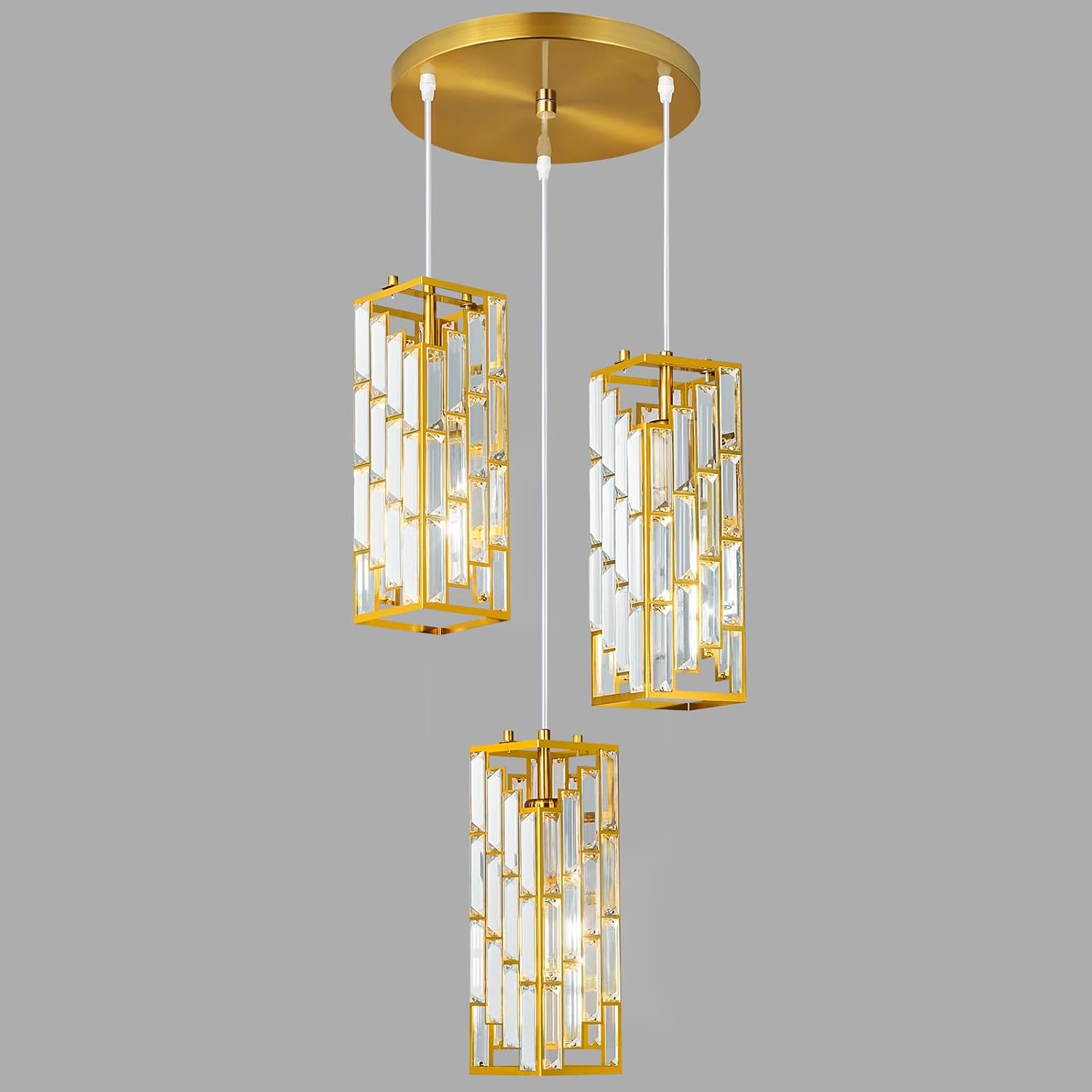 Black Pendant Lighting, Modern Pendant Light, Mini Crystal Chandeliers, Adjustable Pendant Light Fixture for Kitchen Island, Dining Room & Bedroom (3 Pack) - Image 7