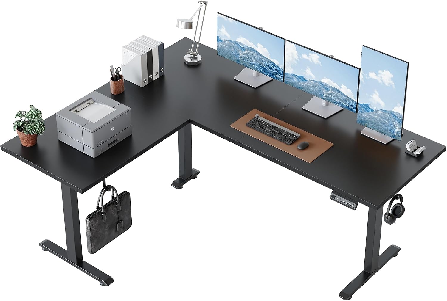 L Shaped Standing Desk 63 x 48 Inch, Electric Height Adjustable Corner Desk for Home Office Workstation, Ergonomic Sit to Stand Computer Table with Memory Controller, Rustic Brown - Image 40