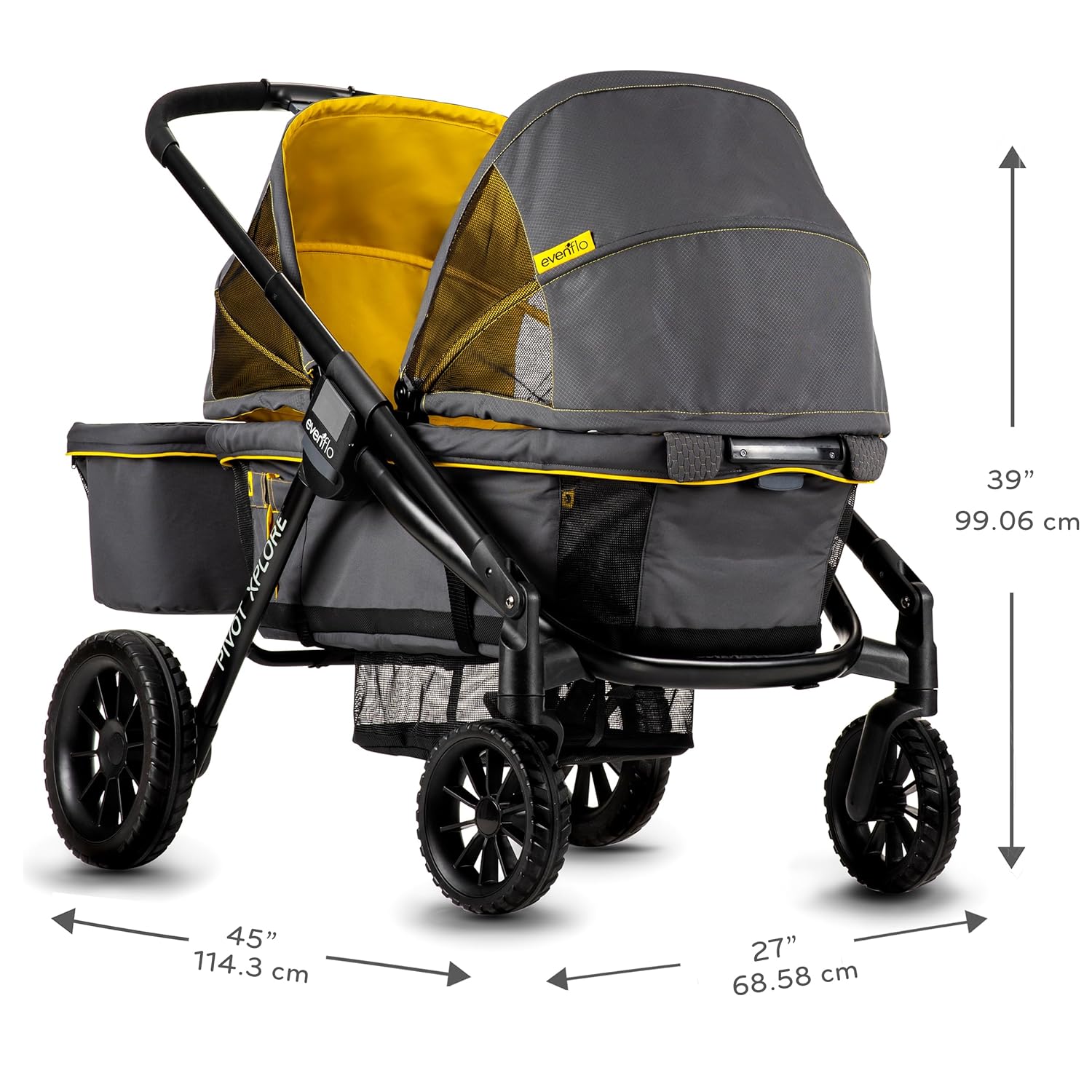 2-in-1 All-Terrain Baby Stroller Wagon with Canopy and Storage - Gray - Image 4