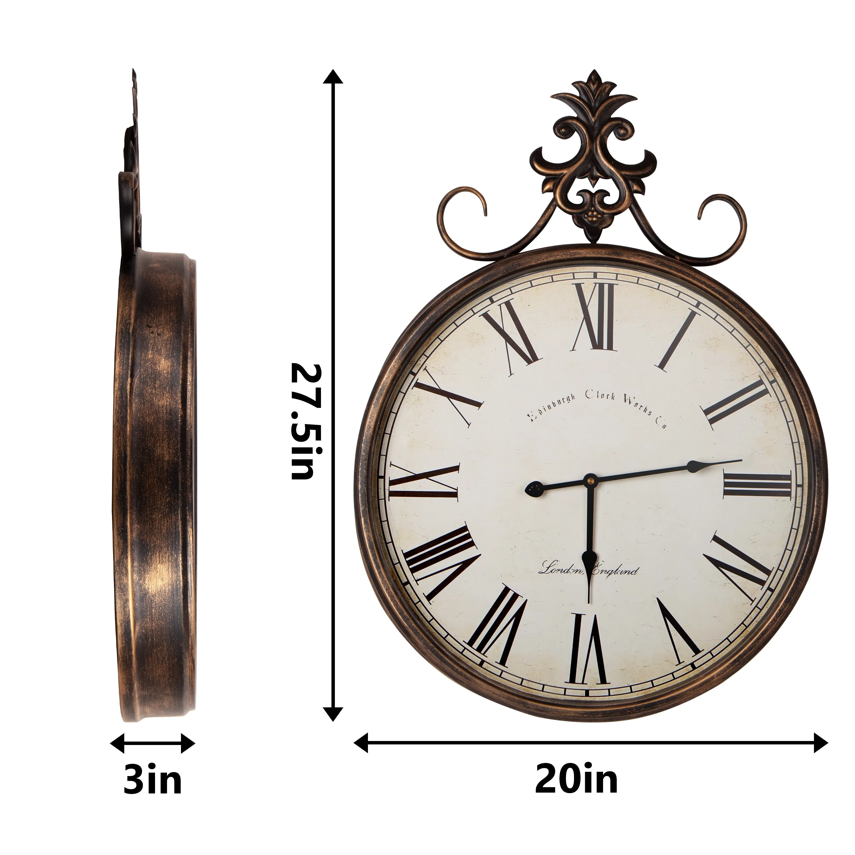 Large Antique Wall Clock, Vintage Decorative Hanging Clock for Living Room, Bedroom and Office - Image 4