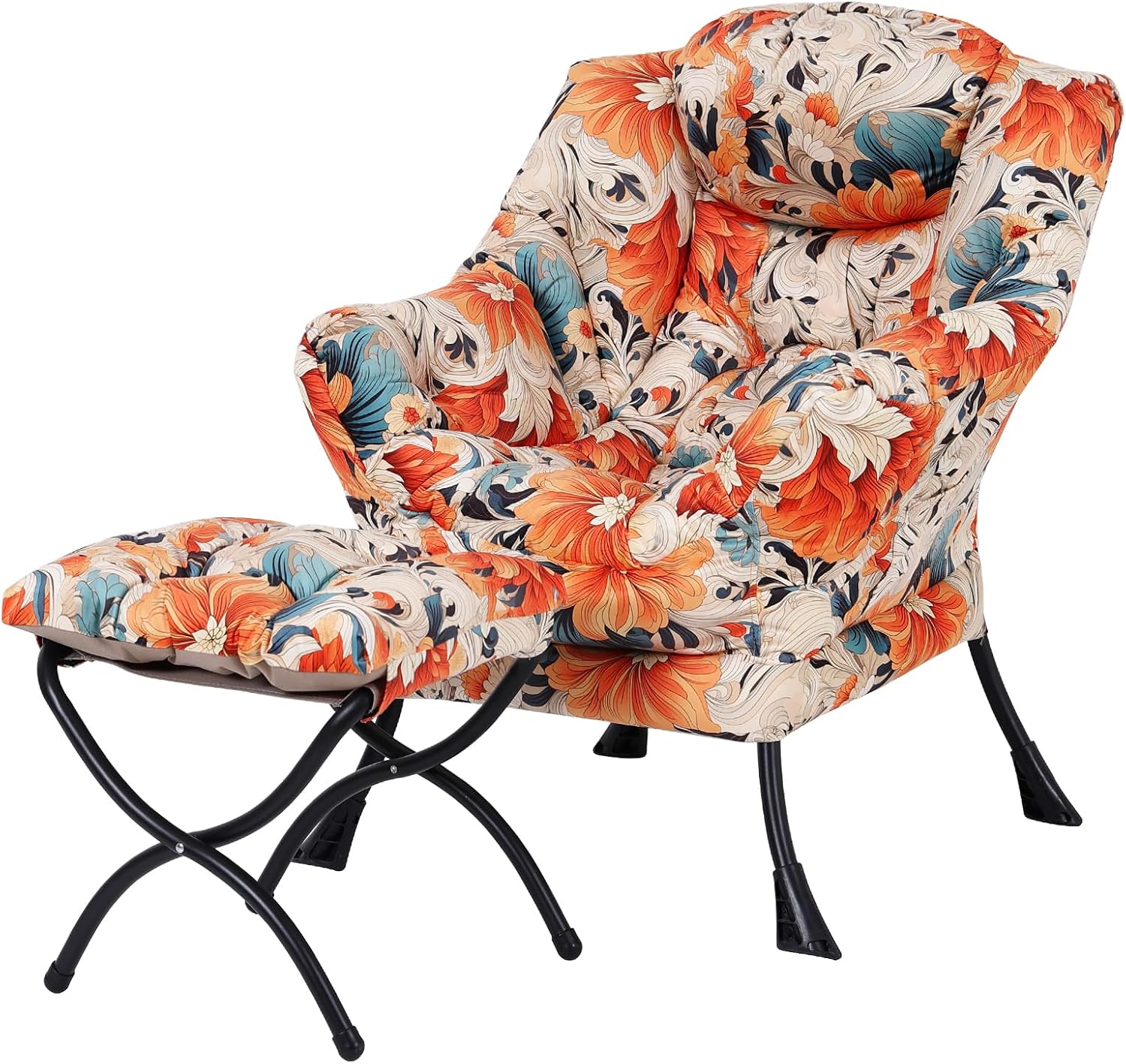 Lazy Chair with Ottoman, Reading Chair with Footrest, Dark Grey - Image 20