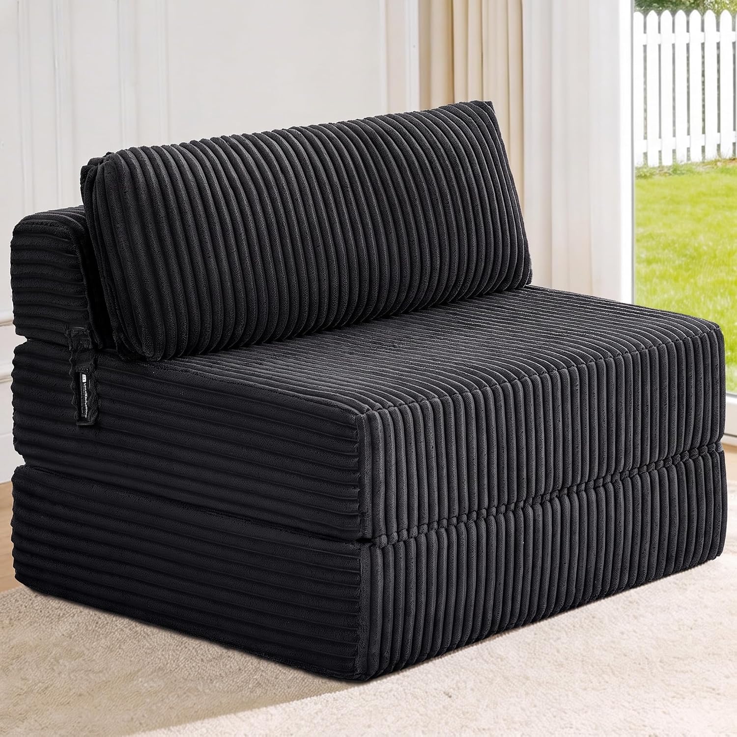 Folding Sofa Bed Convertible 4 in 1 Sleeper Chair Gray Single - Image 25
