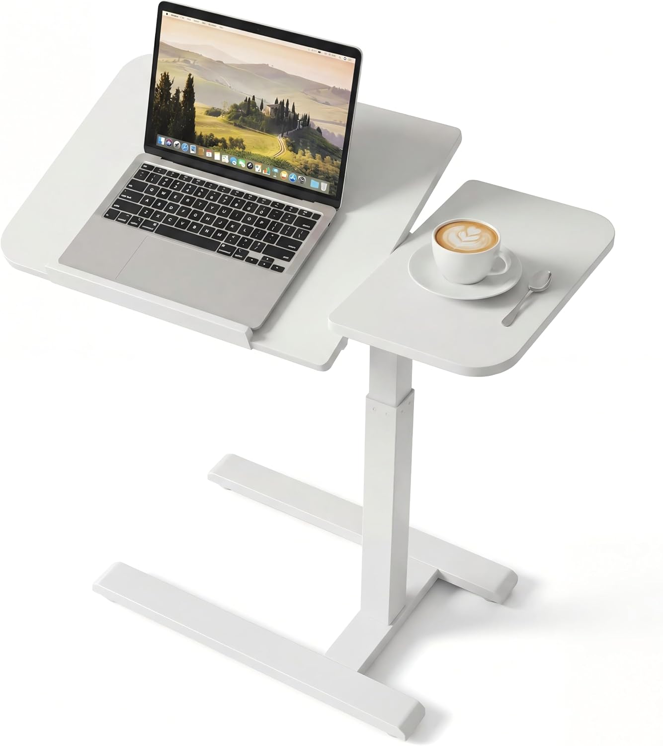 28" Overbed Table with Wheels,Dual-Tiltable Hospital Medical Over Bed Table - Image 2