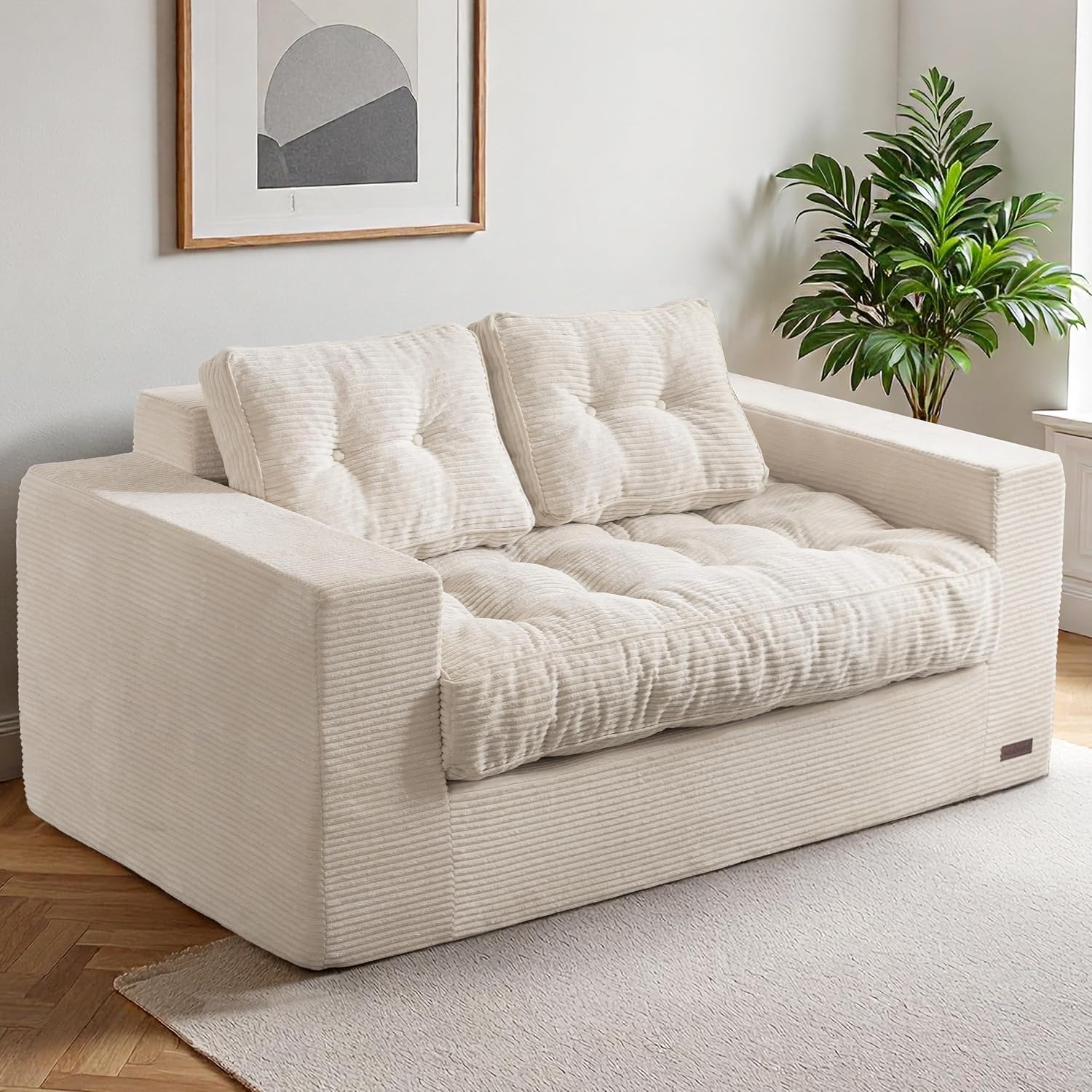 Loveseat Sofa Couch, Upholstered Bean Bag Chair Cloud Seat - Image 5