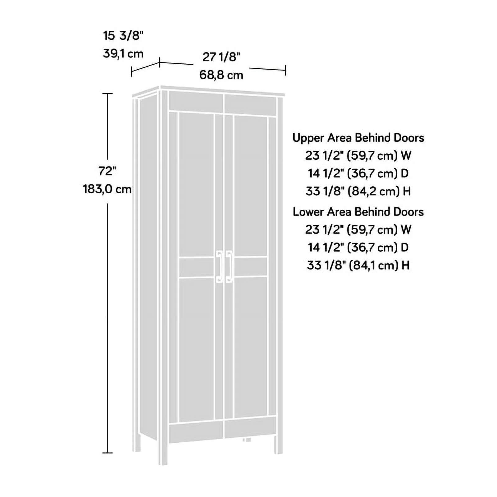 Sauder Two-Door Storage Cabinet, White Finish - Image 44