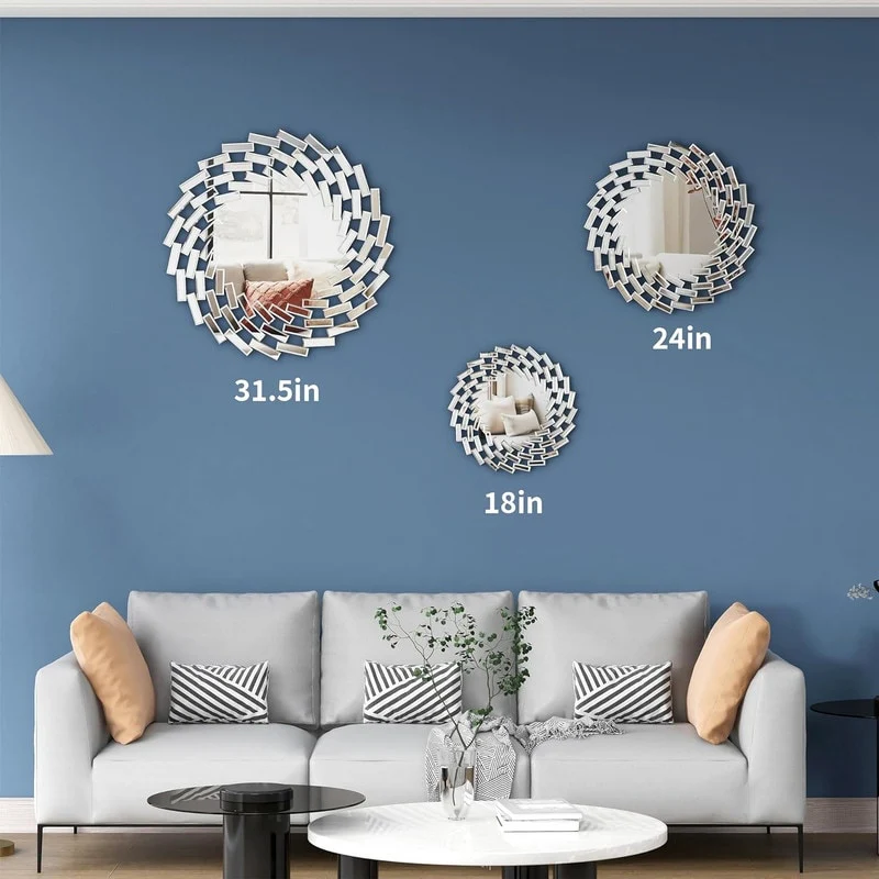 Round Sunburst Wall Mirror, Decorative Accent Mirror for Living Room, Bedroom and Entryway Home Decor - Image 2