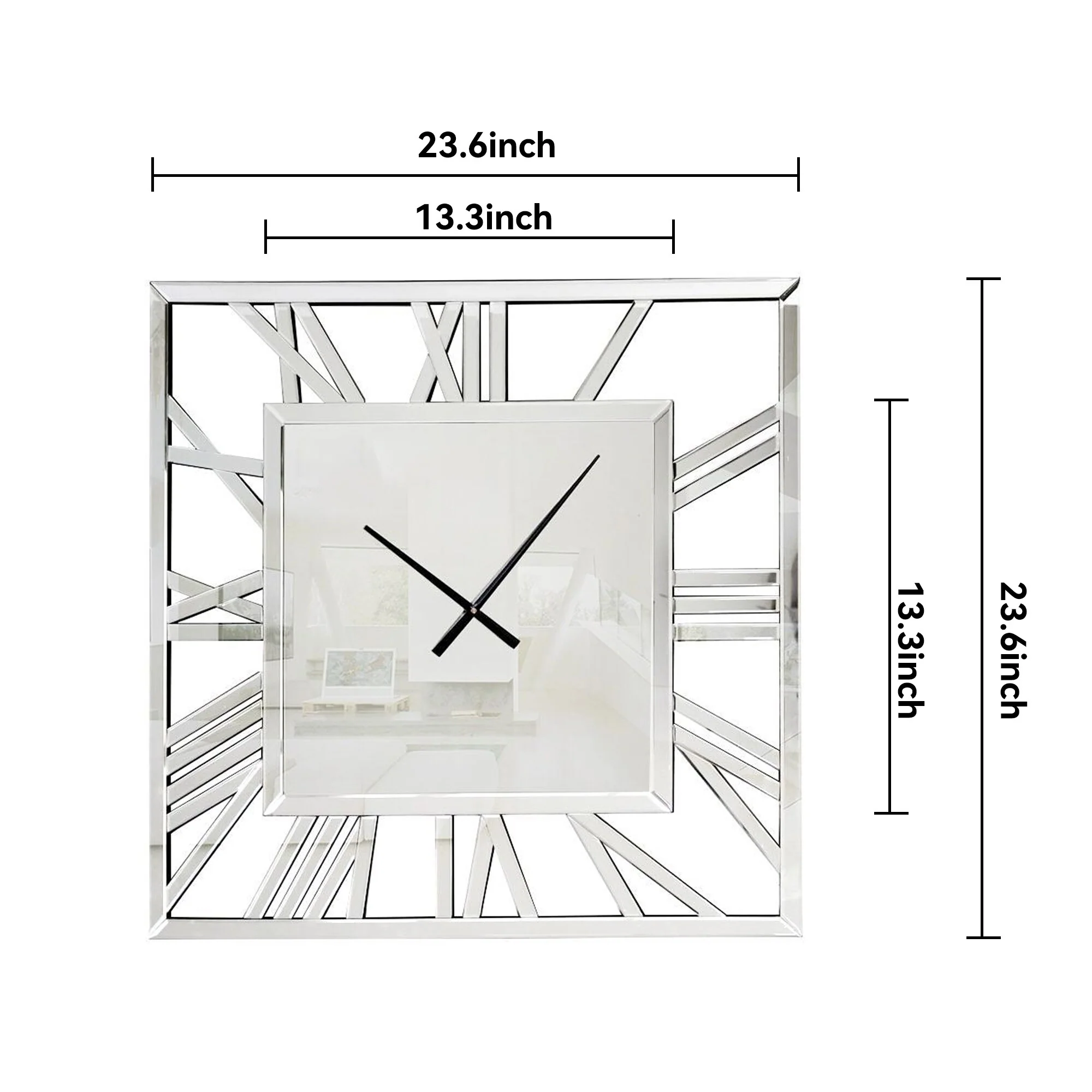 Large Modern Mirrored Wall Clock, Oversized Decorative Hanging Clock for Living Room, Bedroom and Home Decor - Image 7
