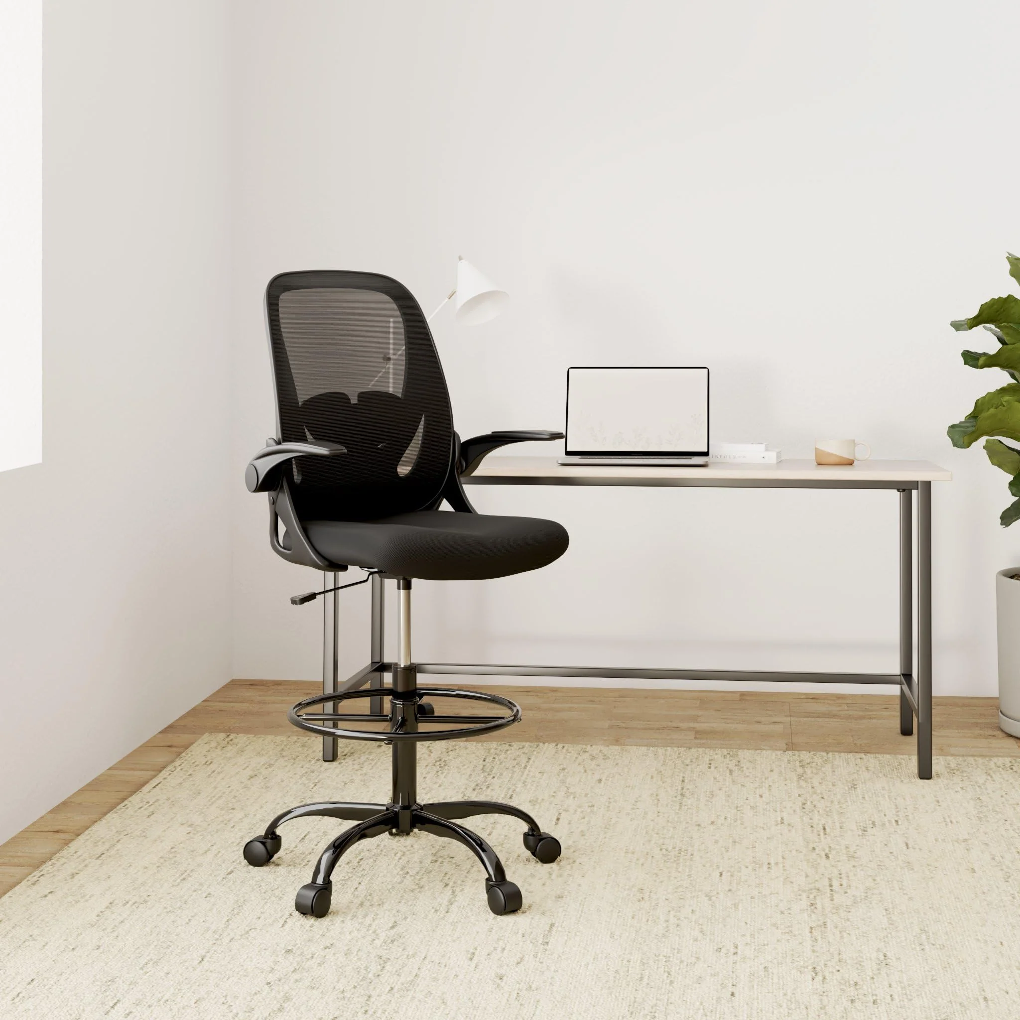 Ergonomic Drafting Chair - Tall Office Chair with Lumbar Support and Adjustable Height - Image 2