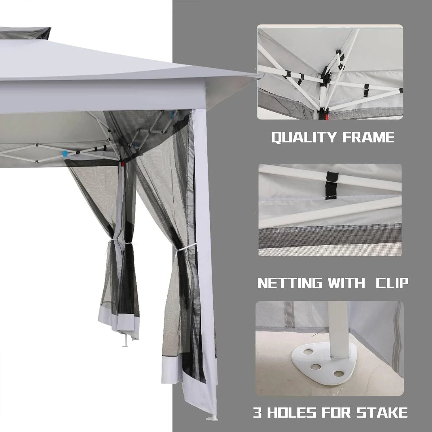 COBIZI 11x11 Pop up Gazebo Outdoor Canopy Gazebo Patio Gazebo with Mosquito Netting Canopy Shelter with 121 Square feet of Shade for Poolside, Garden, Party and Backyard, Khaki - Image 30