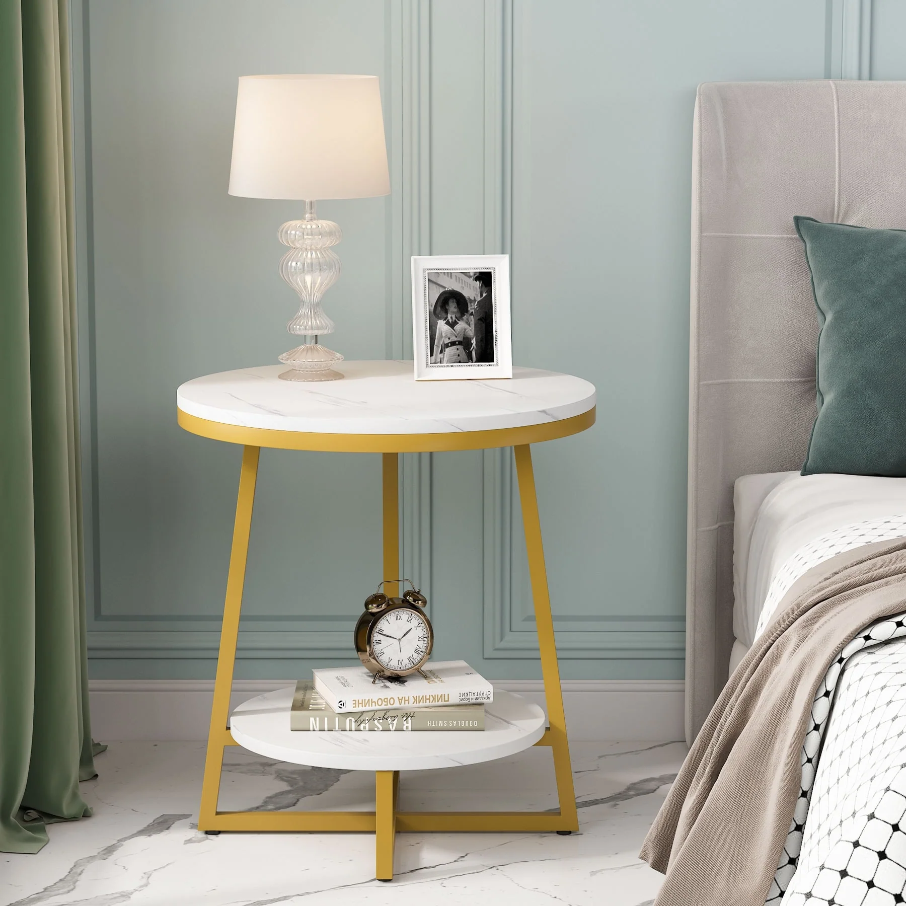 Industrial Round End Table, Small Side Table and Accent Coffee Table for Living Room and Bedroom - Image 18