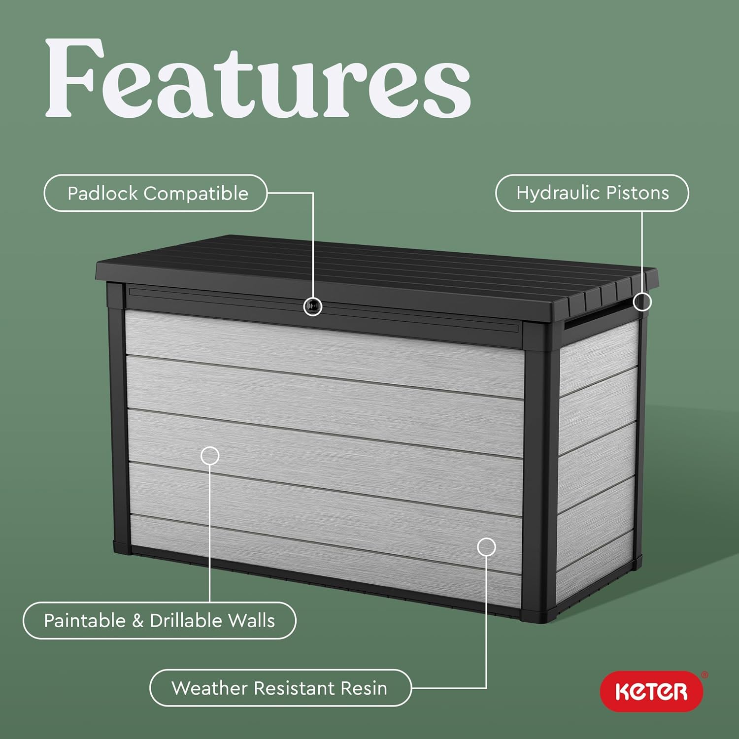 200 Gallon Resin Deck Box, Extra Large Outdoor Storage Container for Patio, Garden, Yard and Pool Area - Image 4