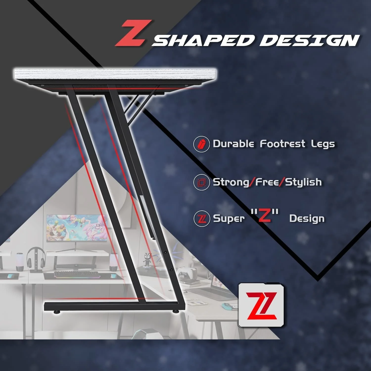 L Shaped Gaming Desk, Corner Computer PC Workstation for Gaming, Home Office and Study - Image 13