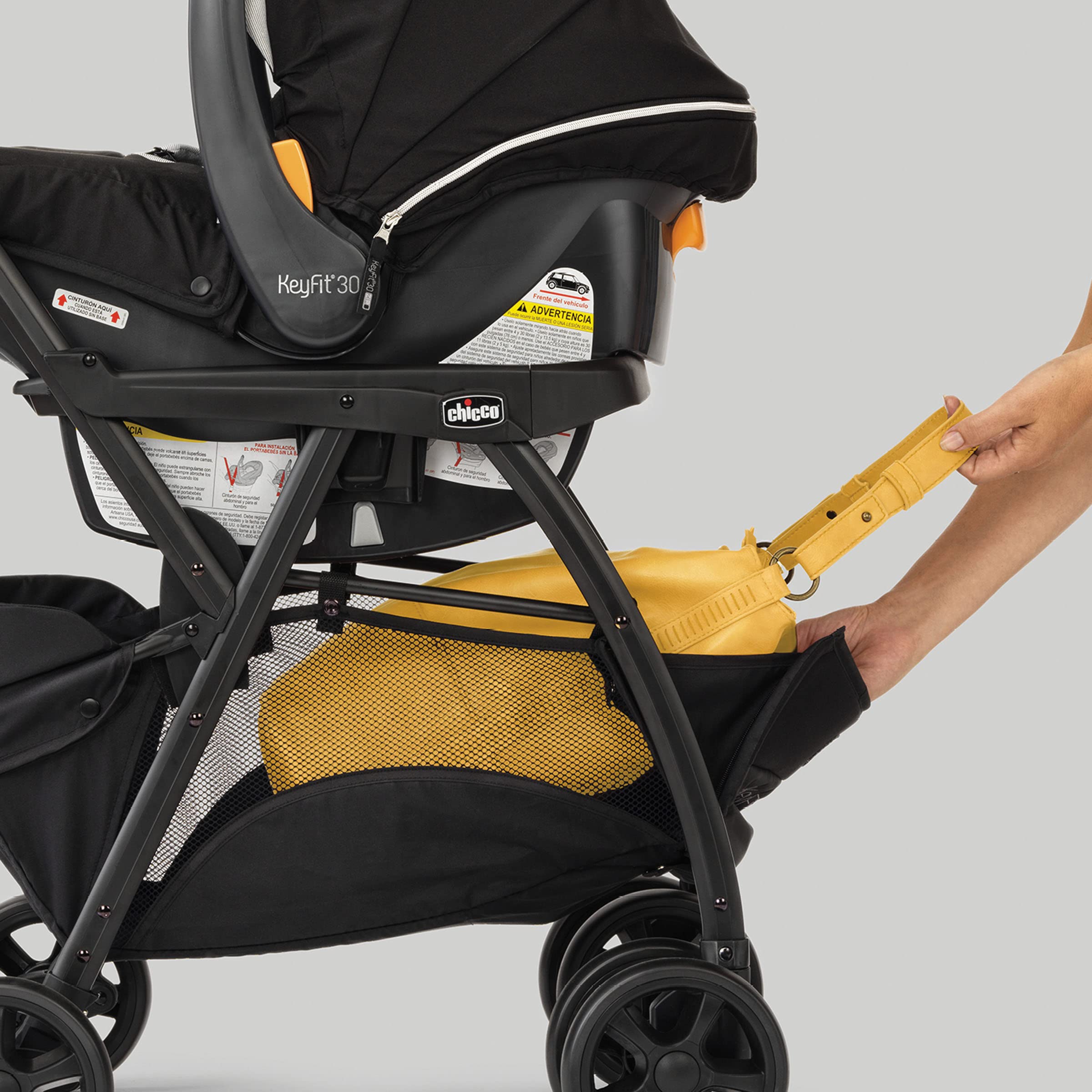 Lightweight Infant Car Seat Caddy Frame Stroller, Portable Baby Carrier Stroller Frame with Easy Fold Design - Image 4