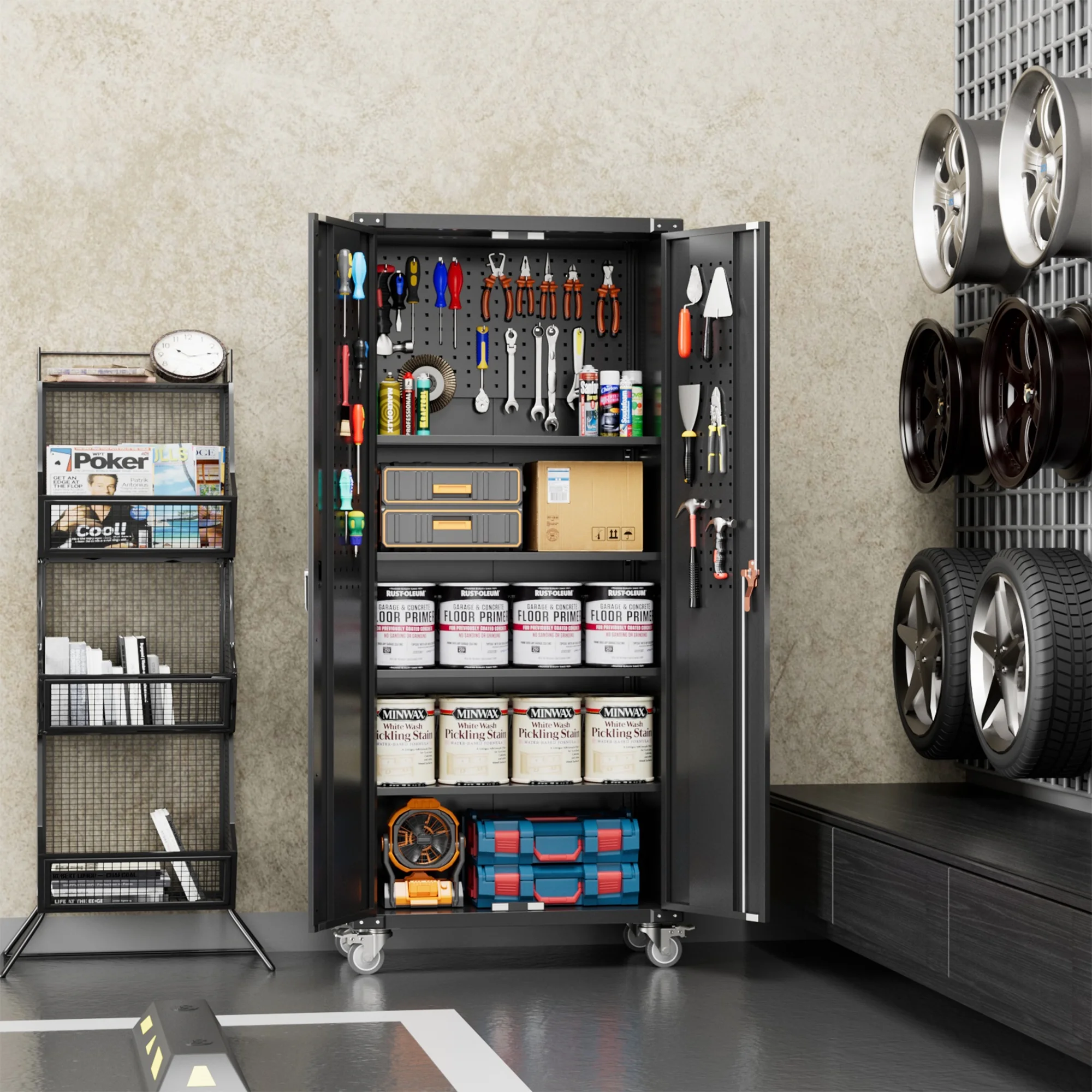 Aobabo 72 Inch Locking Storage Cabinet w/ Adjustable Shelves, Gray - Image 38