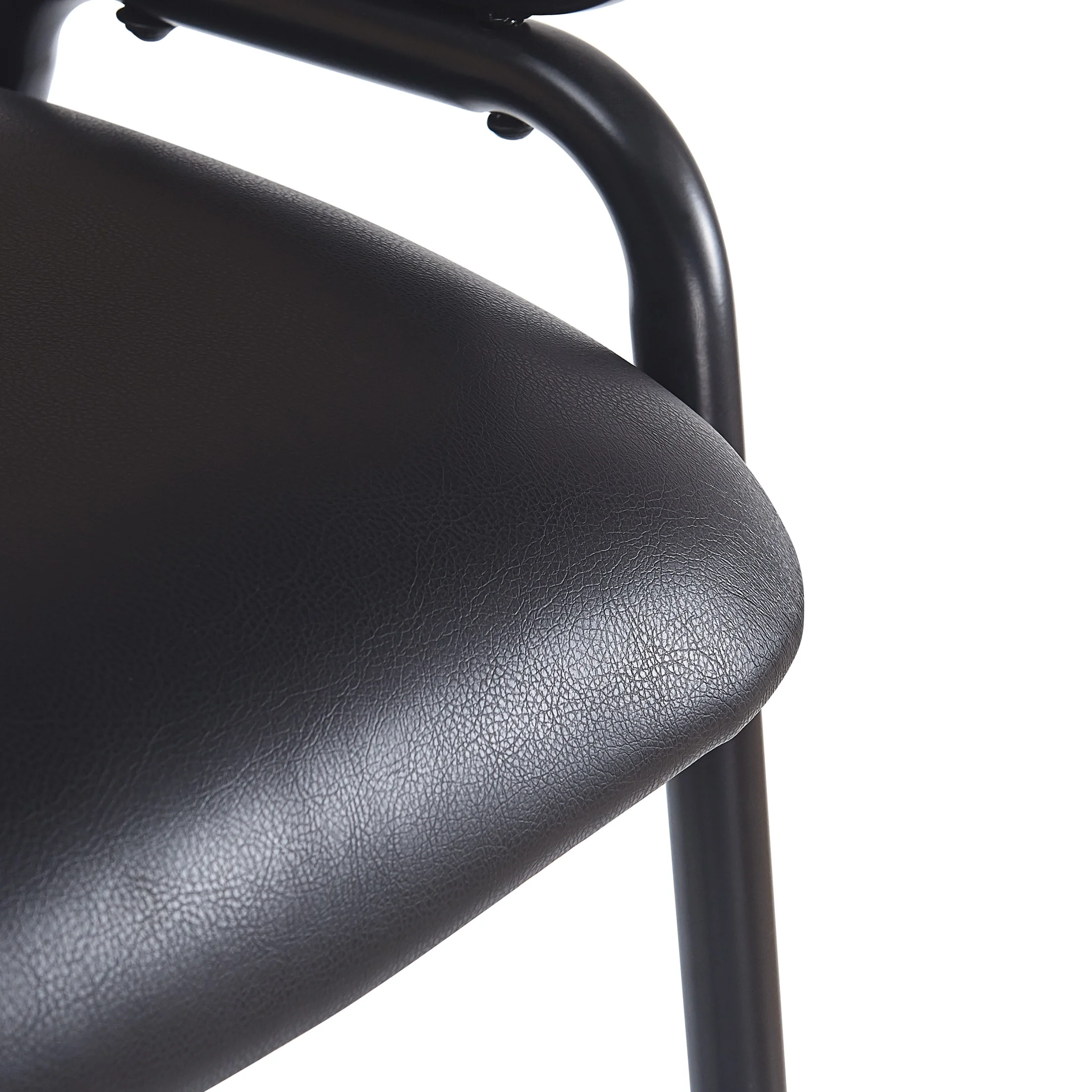 Christopher Knight Home 29.5" PU Upholstered Bar Stool with Woven Rattan Backrest & Iron Frame, Black, Set of 2 - Image 6