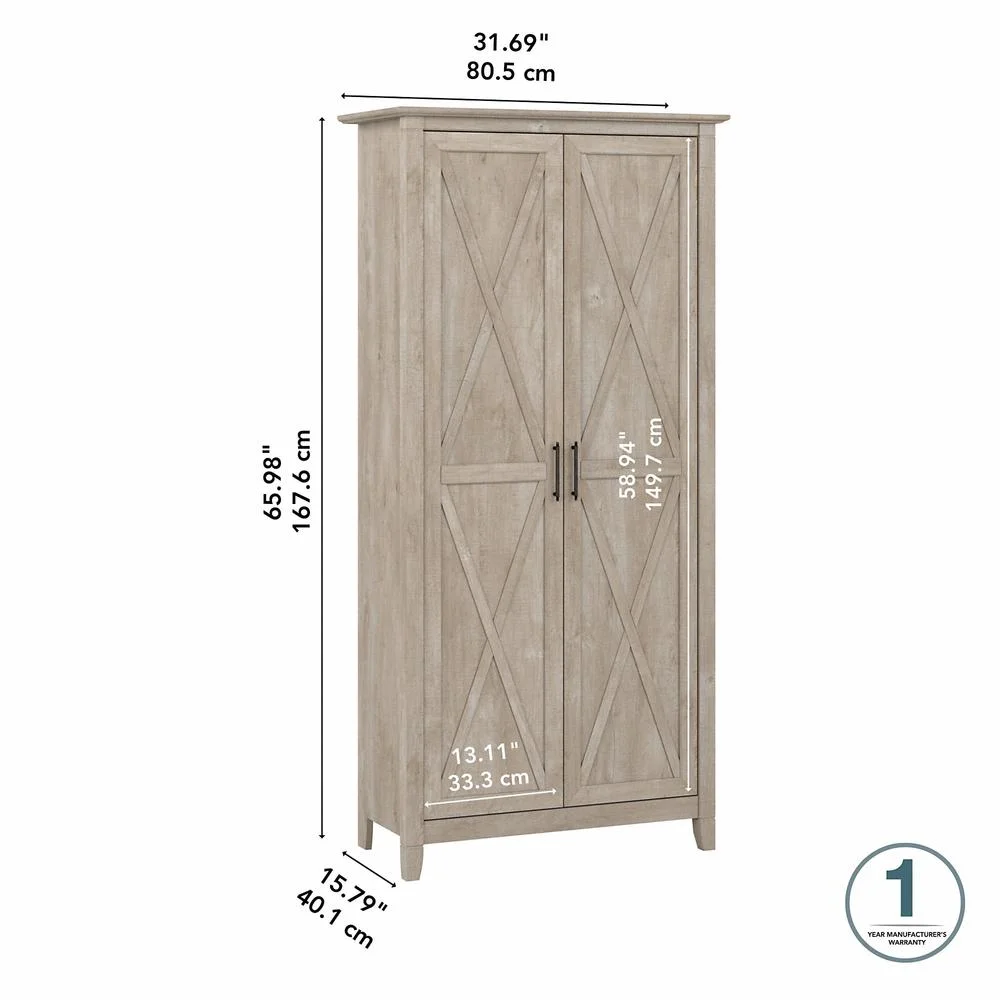 Key West Tall Storage Cabinet with Doors in Bing Cherry - Engineered Wood - Image 25