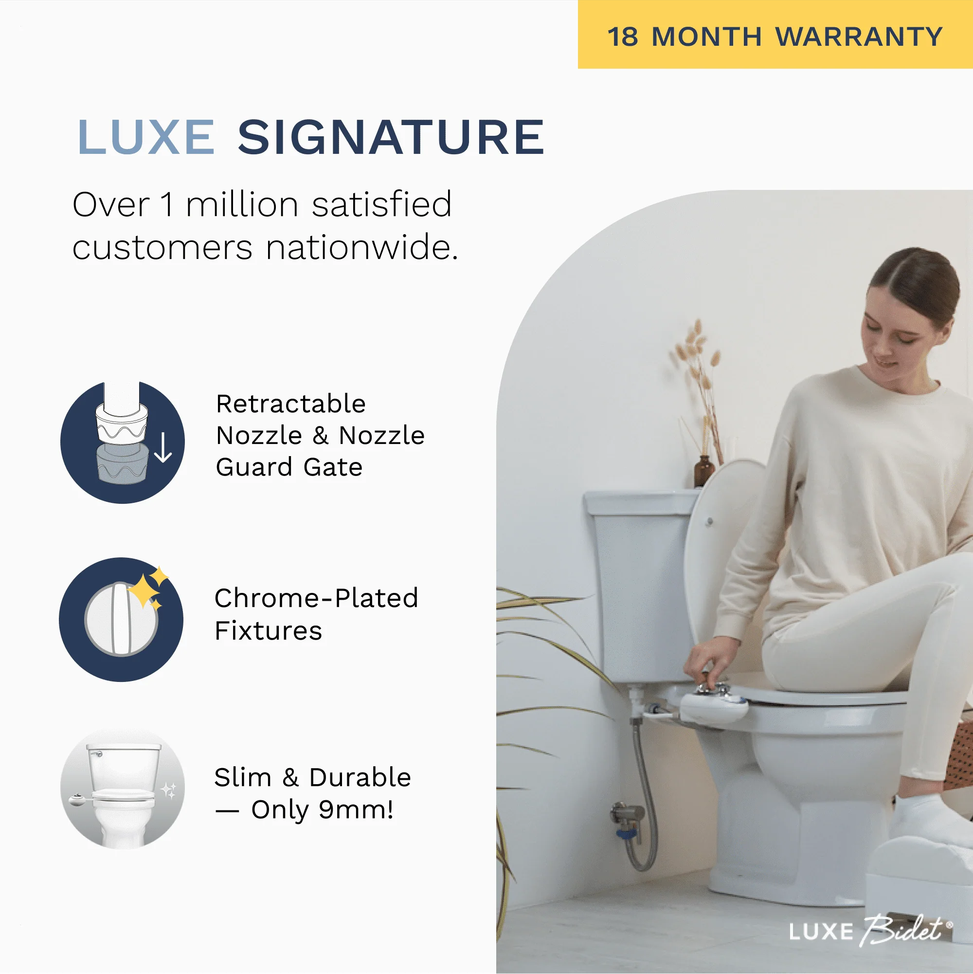 LUXE Bidet W85 Dual-Nozzle Self-Cleaning Bidet Attachment - Image 4