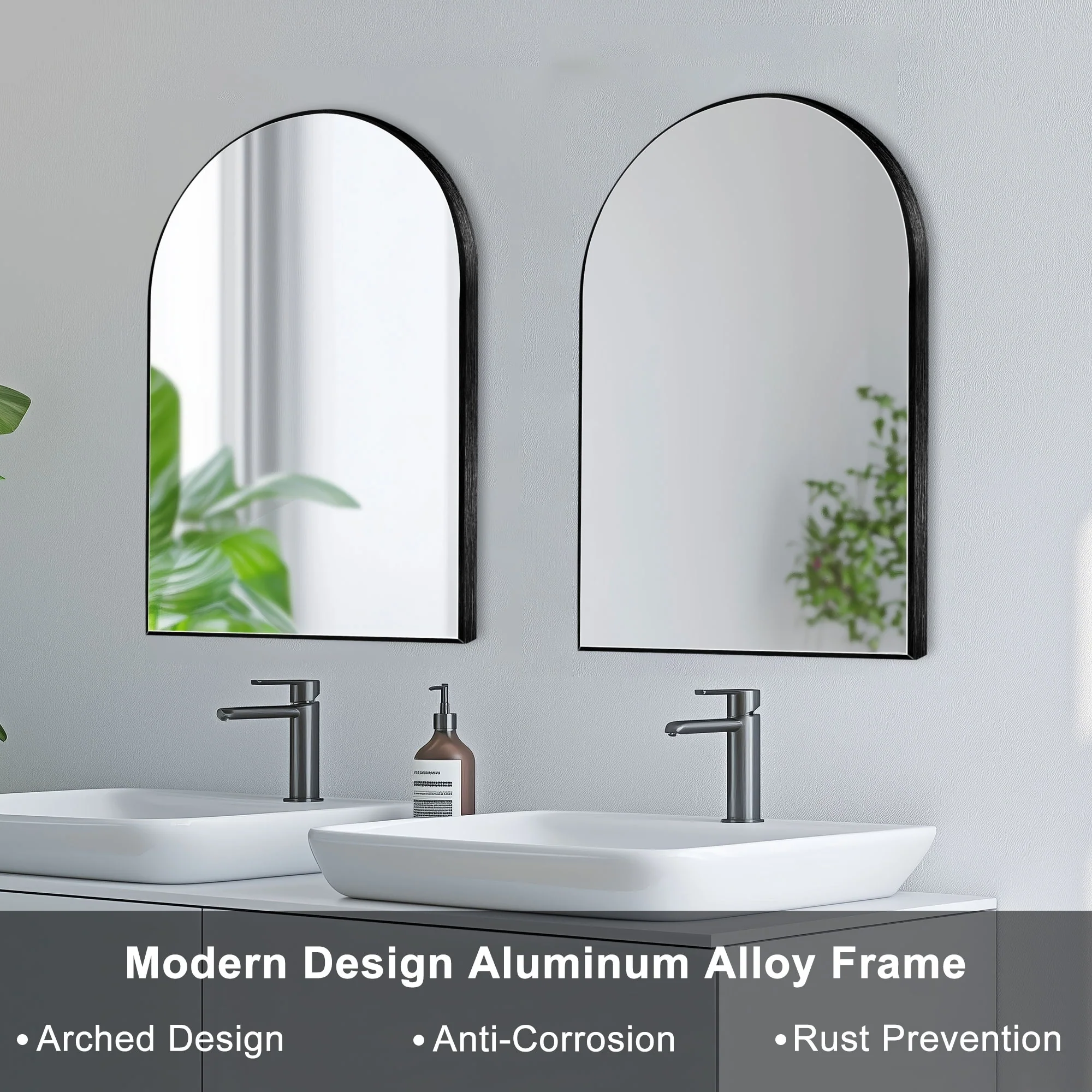 Modern Arch Aluminum Bathroom Wall Mirror, Wall Mounted Vanity Mirror for Bathroom, Bedroom and Home Decor - Image 14