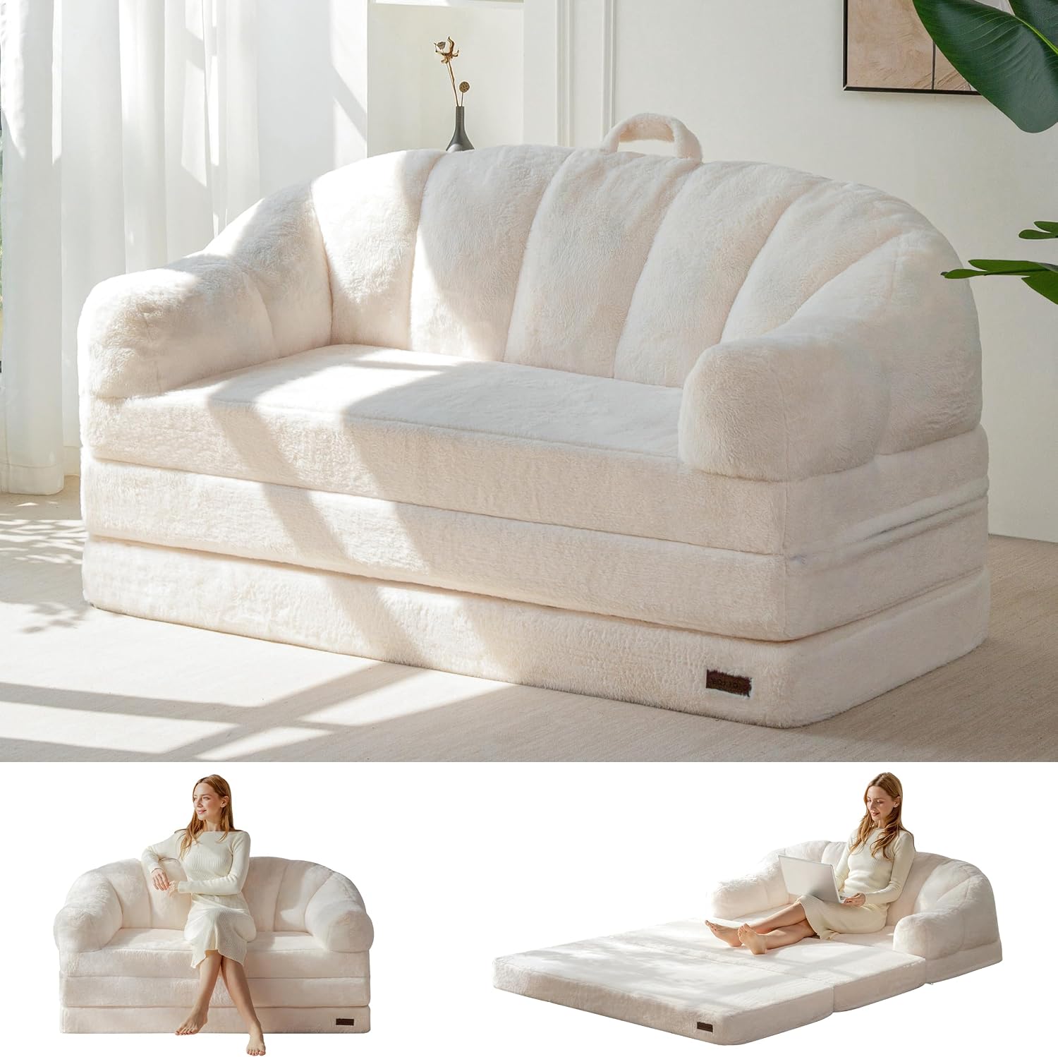 Folding Sofa Bed, 2 in 1 Convertible Sofa to Lounger - Image 6