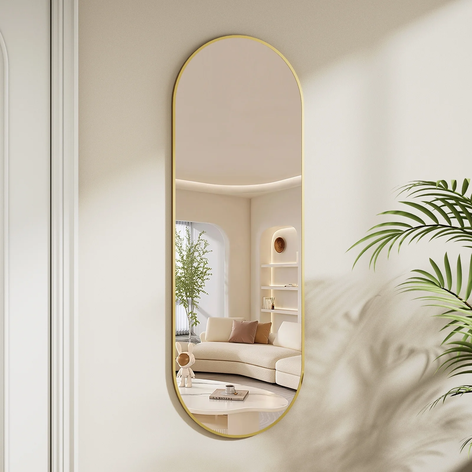 48 x 16 Inch Full Length Wall Mirror with Leather Strap, Hanging Full Body Mirror for Bedroom, Entryway and Home Decor - Image 26