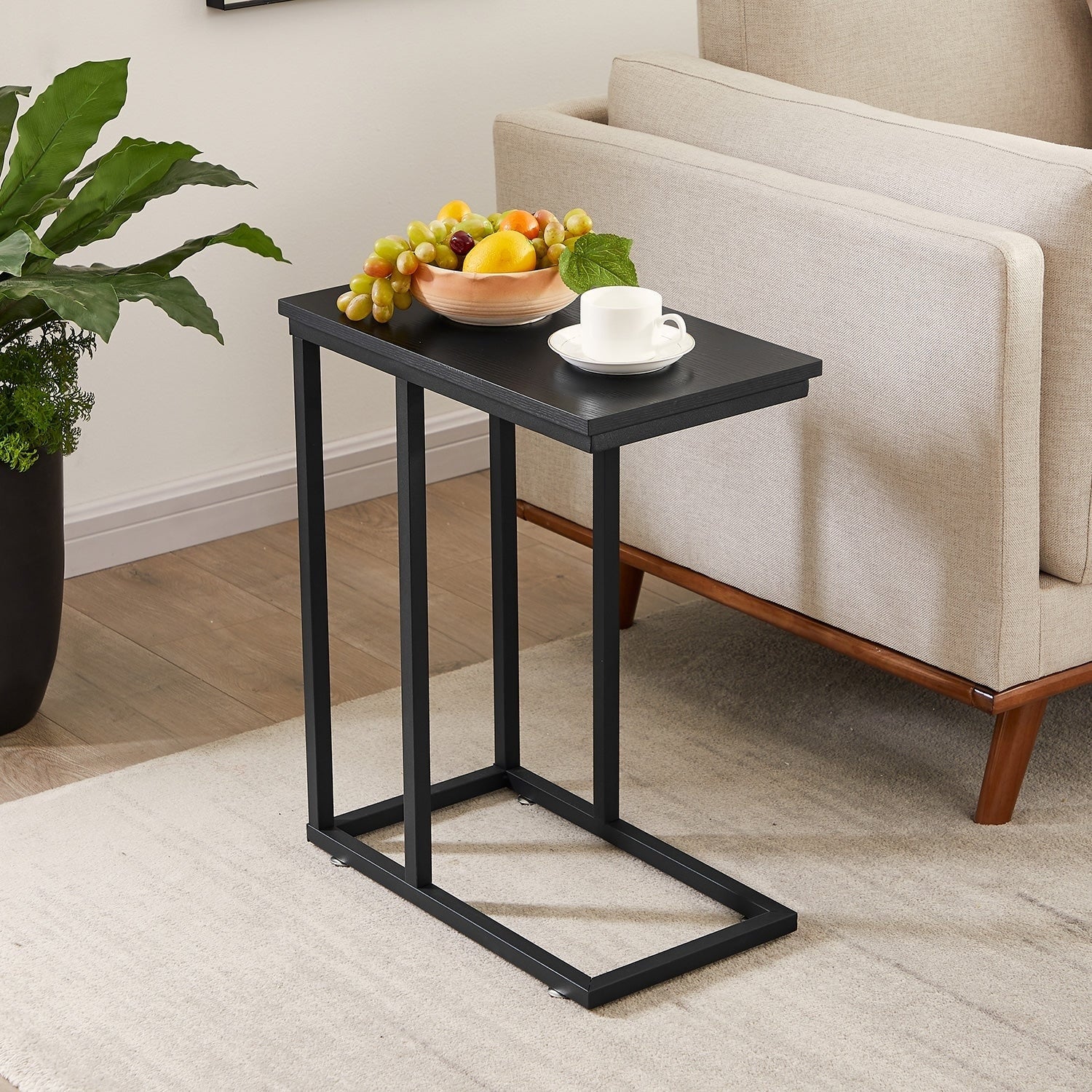 Set of 2 C-Shaped Sofa Side Tables, Small End Tables for Living Room, Bedside and TV Tray - Image 33