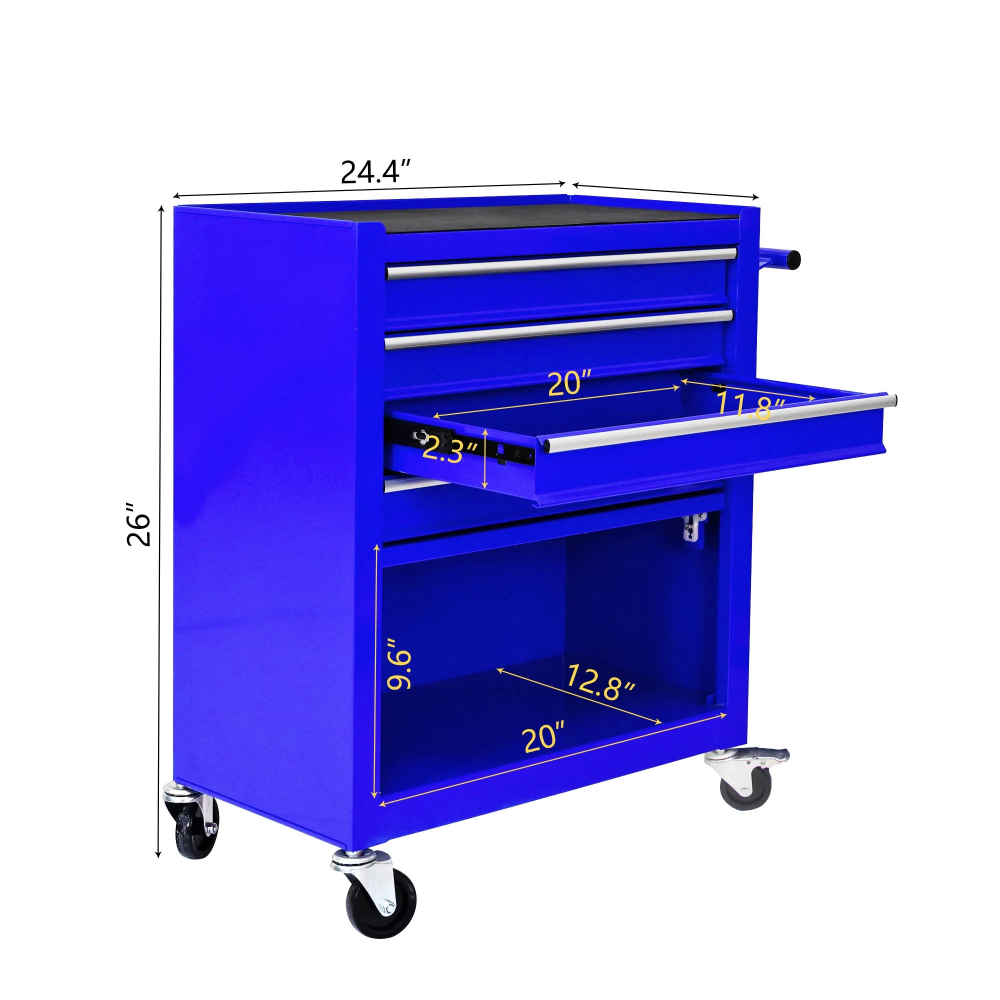 4 Drawers Multifunctional Tool Cart with Wheel Steel Tool Chest Storage Cabinet - Image 9